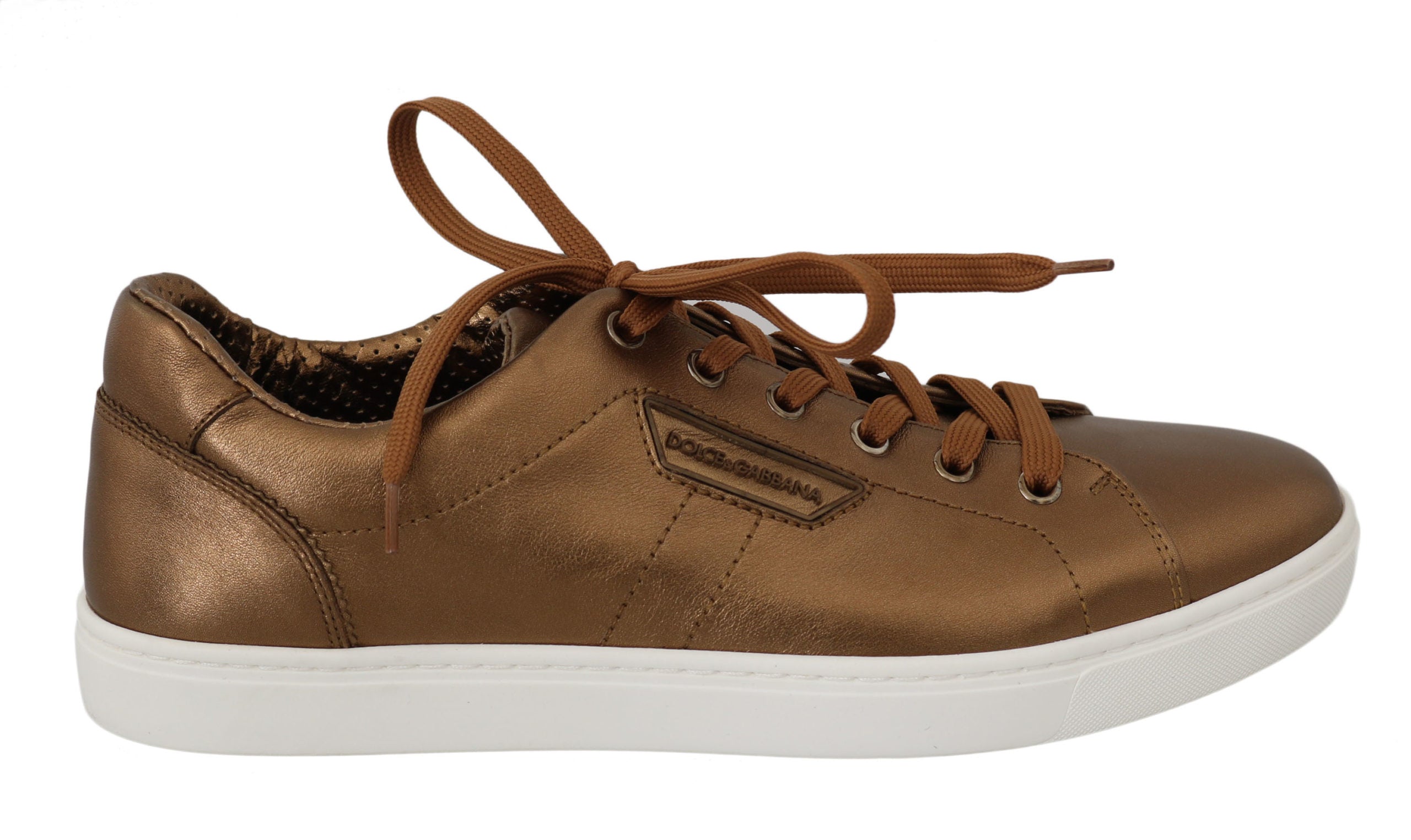 Dolce &amp; Gabbana Gold Leather Men's Casual Sneakers