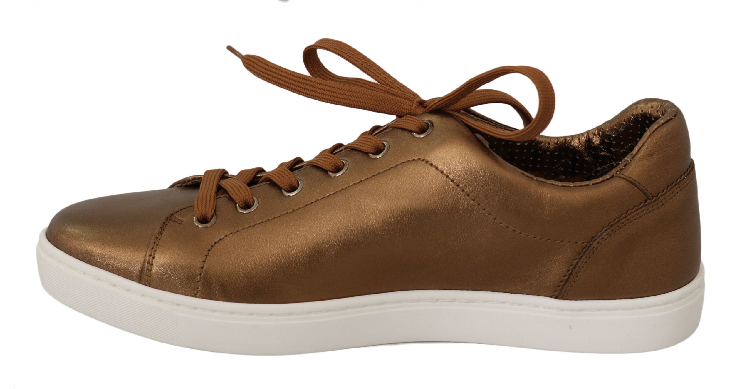Dolce &amp; Gabbana Gold Leather Men's Casual Sneakers