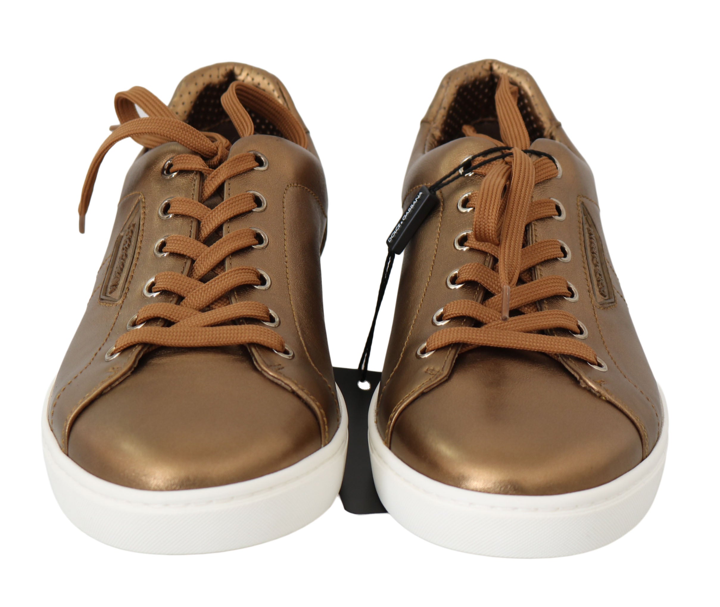 Dolce &amp; Gabbana Gold Leather Men's Casual Sneakers