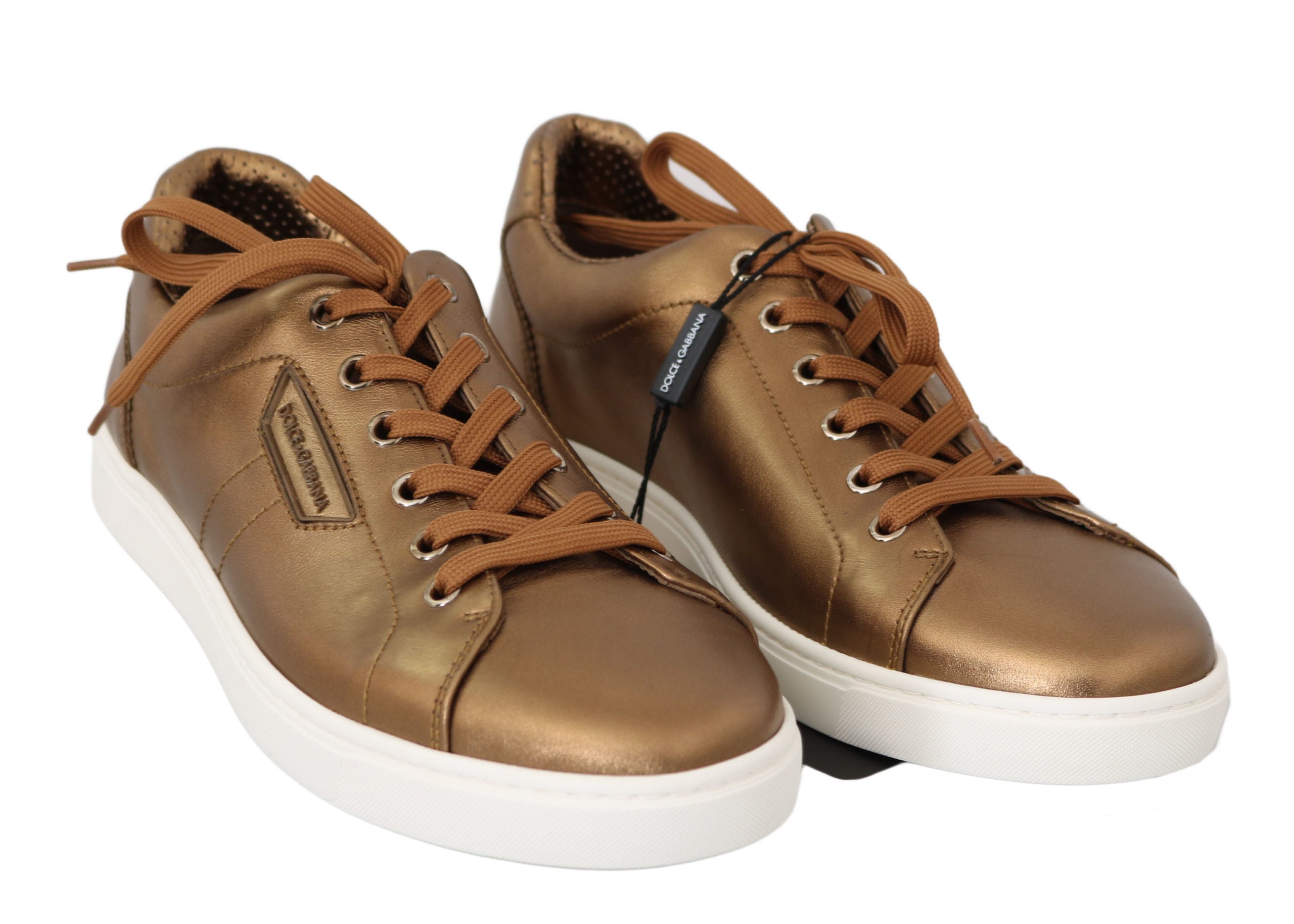 Dolce &amp; Gabbana Gold Leather Men's Casual Sneakers