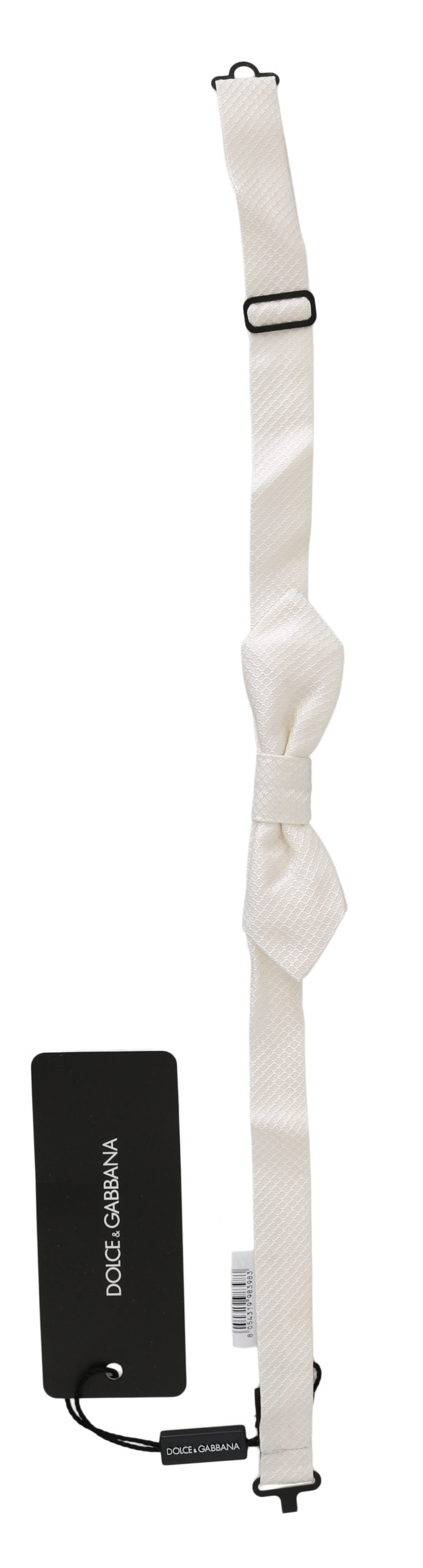 Dolce &amp; Gabbana White 100% Silk Slim Adjustable Neck Papillon Men's Tie