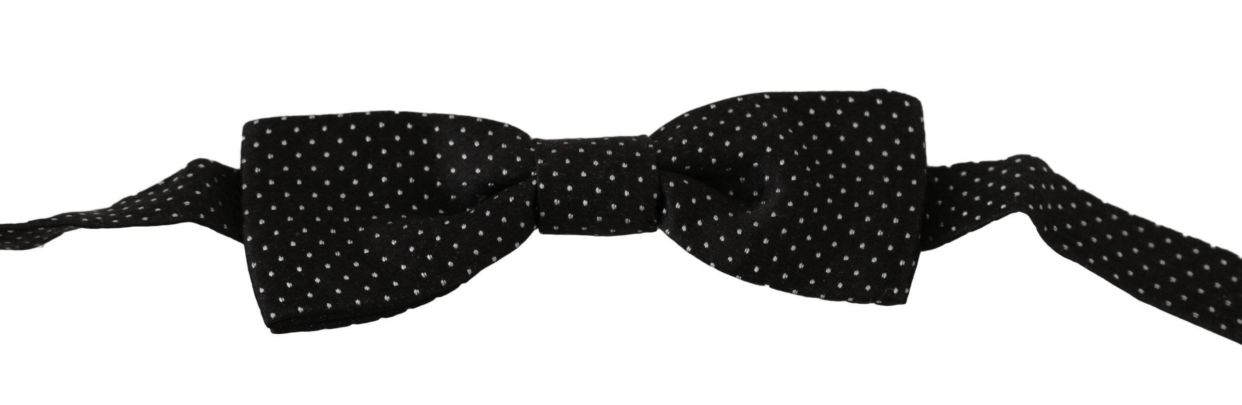 Dolce &amp; Gabbana Black Polka Dots Silk Adjustable Neck Papillon Men Bow Tie