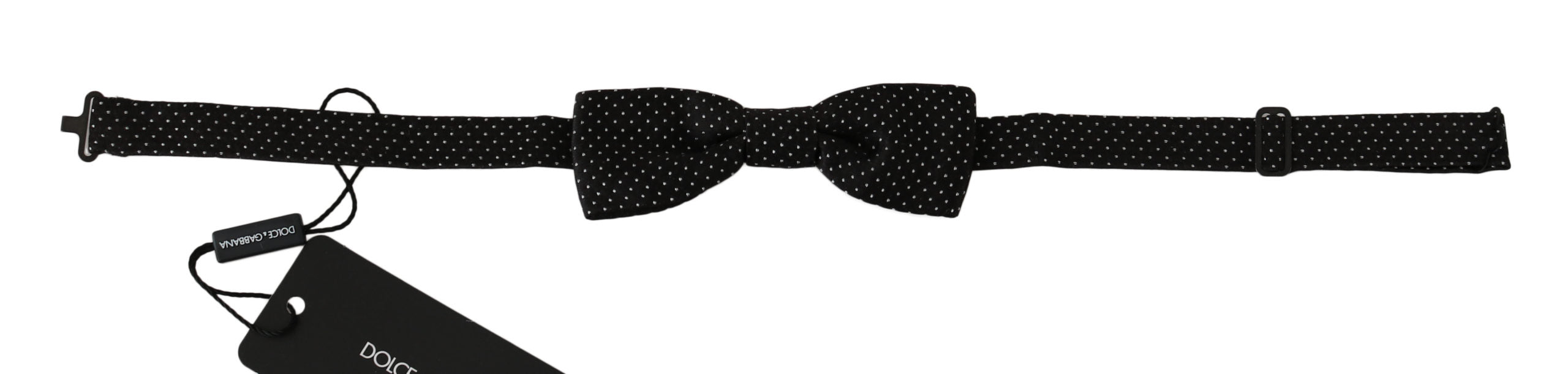 Dolce &amp; Gabbana Black Polka Dots Silk Adjustable Neck Papillon Men Bow Tie