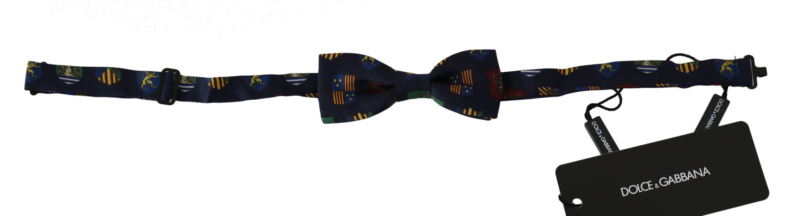 Dolce &amp; Gabbana Blue Flags 100% Silk Adjustable Neck Papillon Men Bow Tie