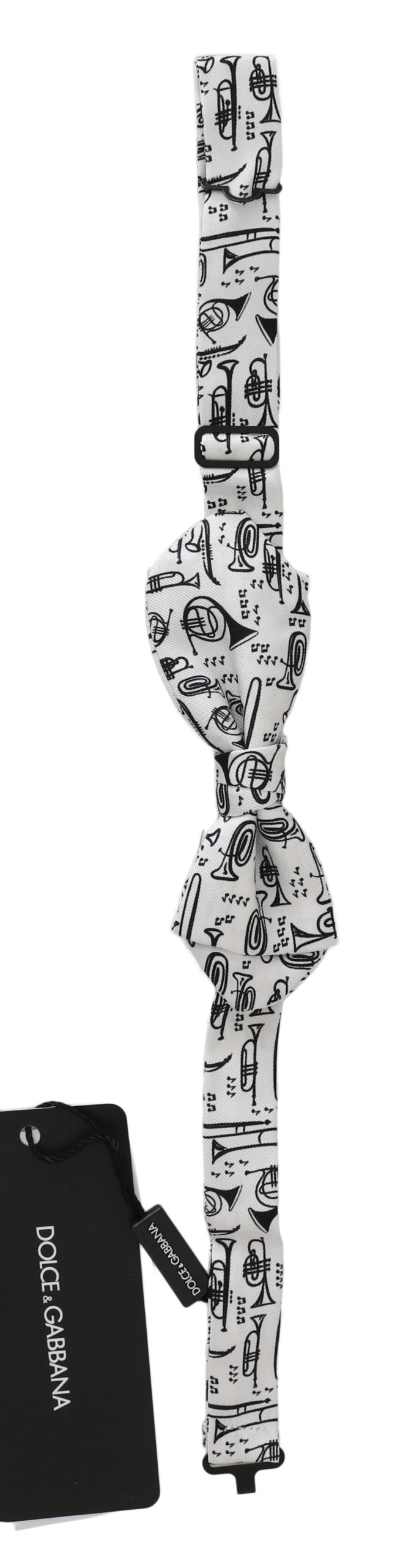 Dolce &amp; Gabbana White Instruments Adjustable Neck Papillon Men Bow Tie