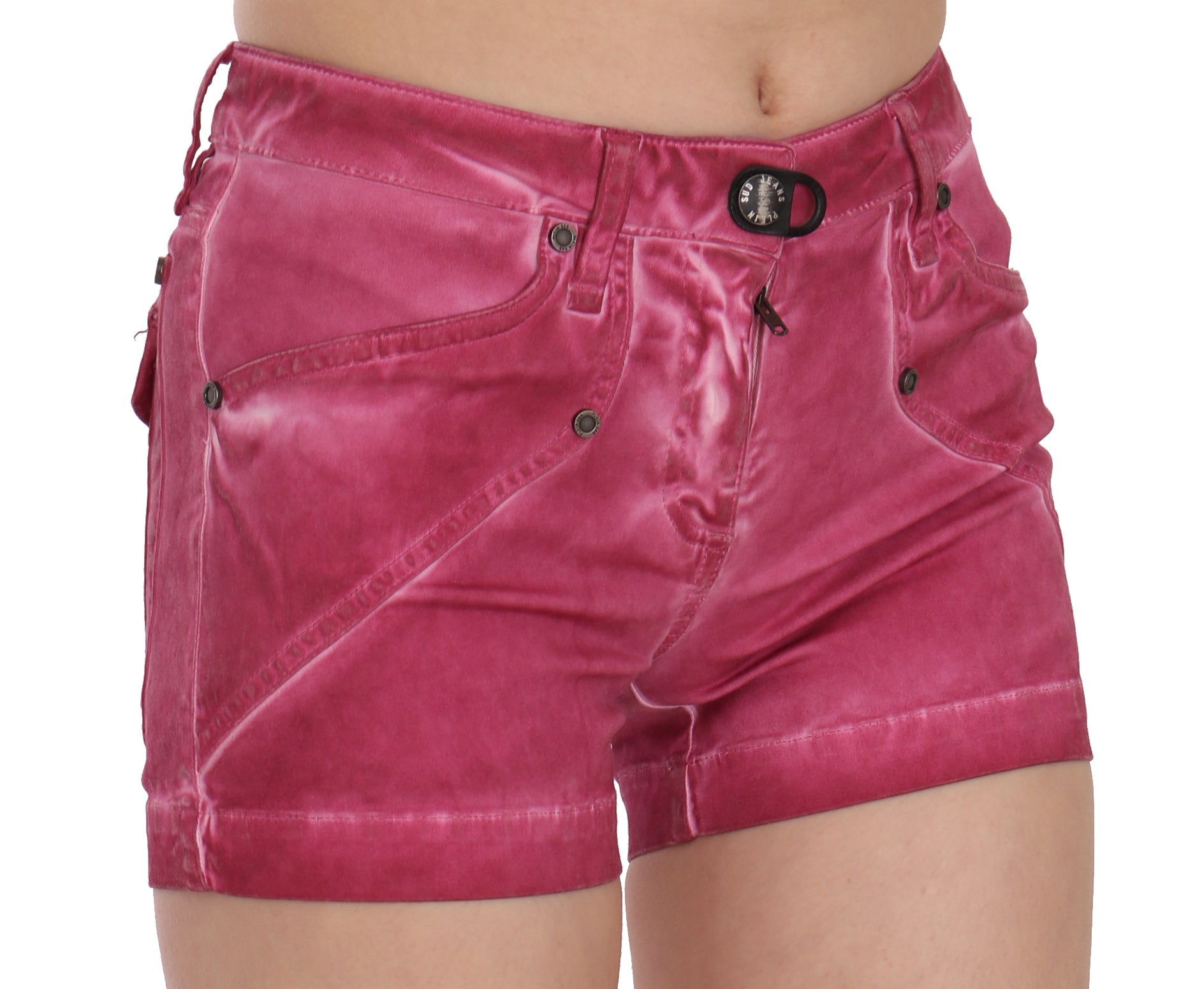 PLEIN SUD Rosa Mini-Denim-Shorts aus Baumwolle mit mittlerer Taille