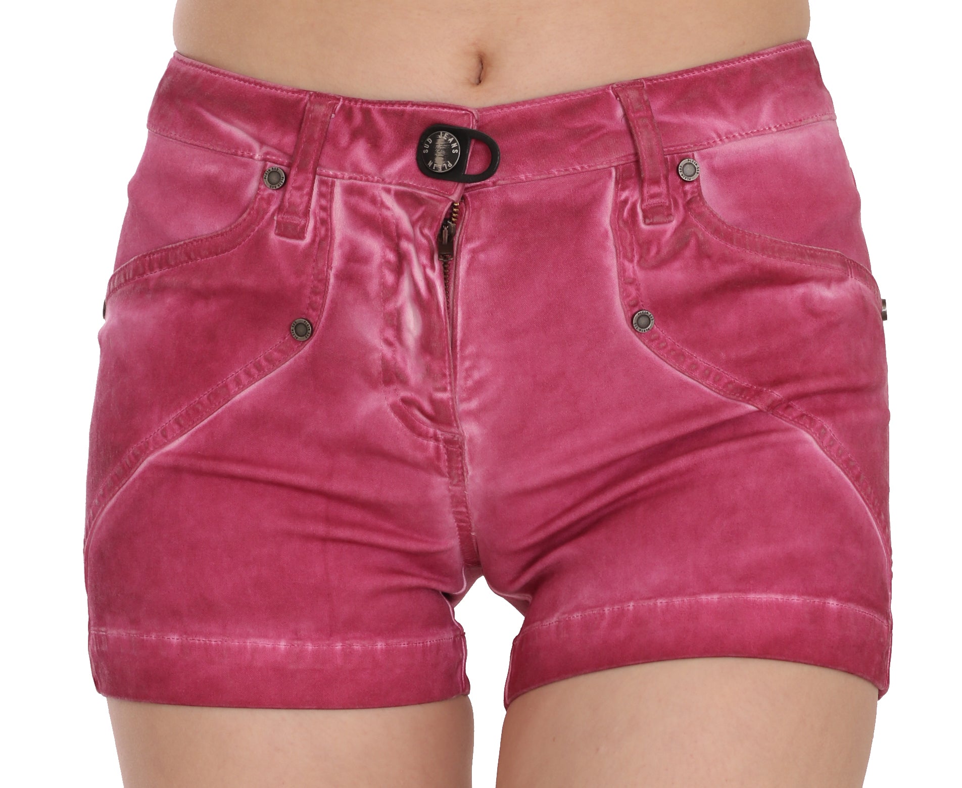 PLEIN SUD Rosa Mini-Denim-Shorts aus Baumwolle mit mittlerer Taille