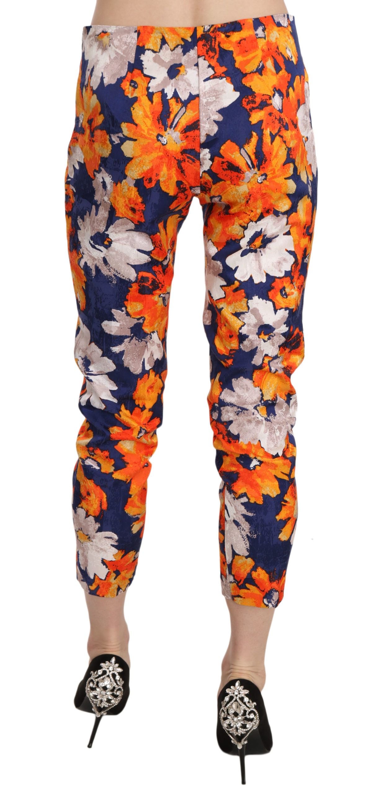 LANACAPRINA Blaue Floral Print Skinny Slim Fit Hose Hose