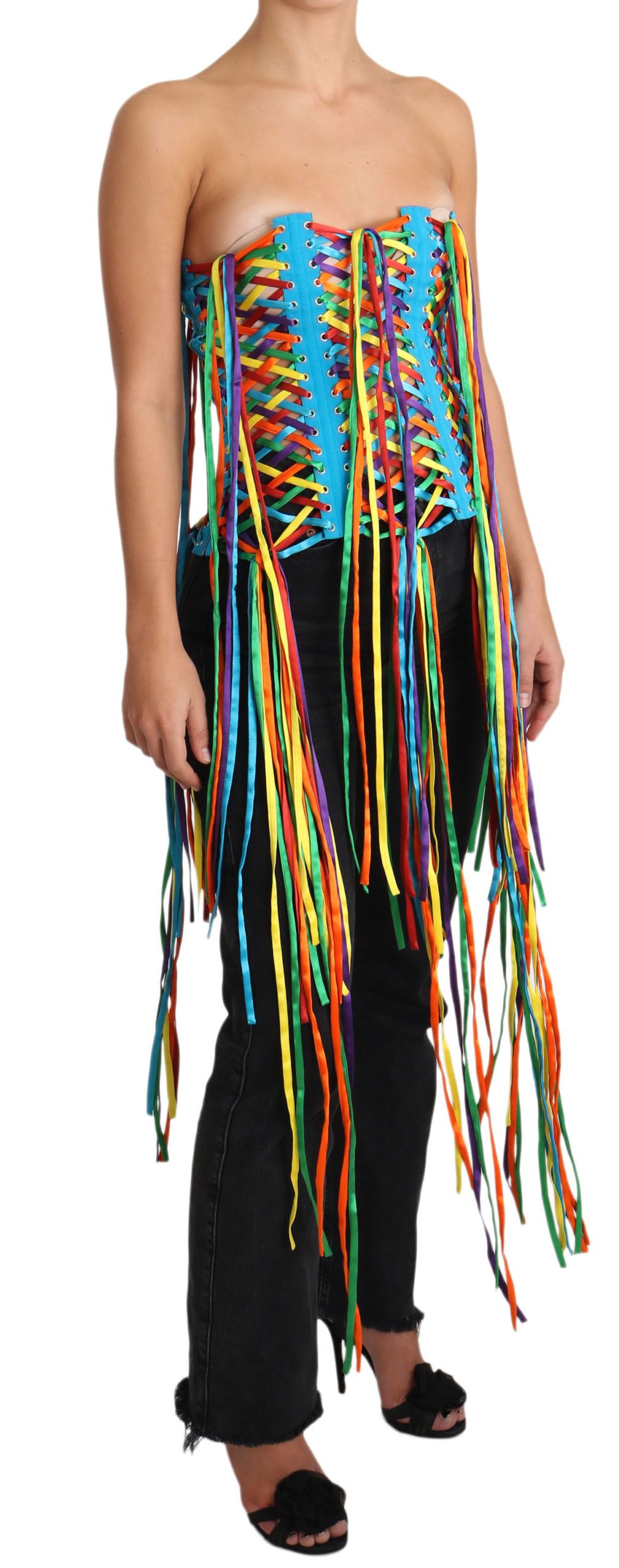 Dolce &amp; Gabbana Çok Renkli İpli Büstiyer Polyester Korse Üst