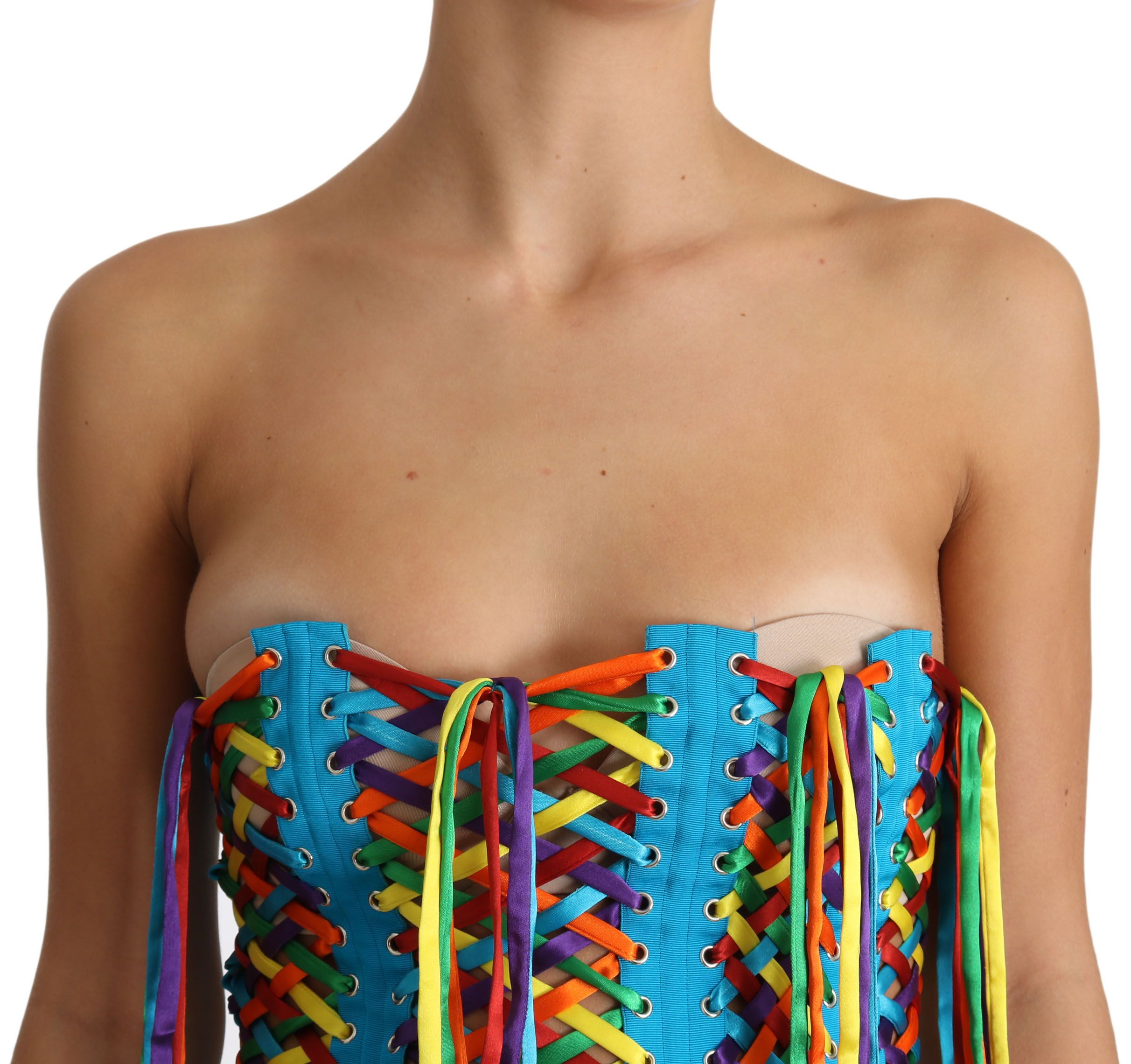 Dolce & Gabbana Multicolor Strings Bustier Polyester Korsett Top