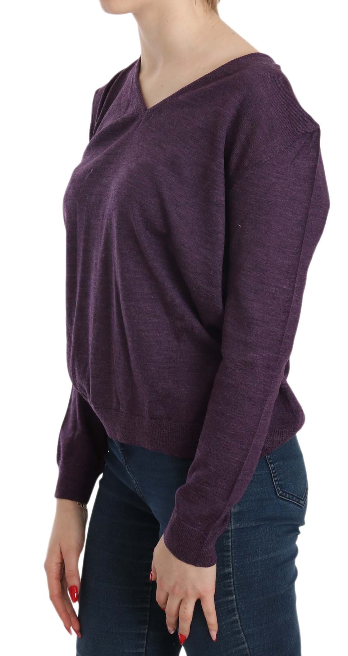 BYBLOS Purple V-neck Long Sleeve Sweater Top