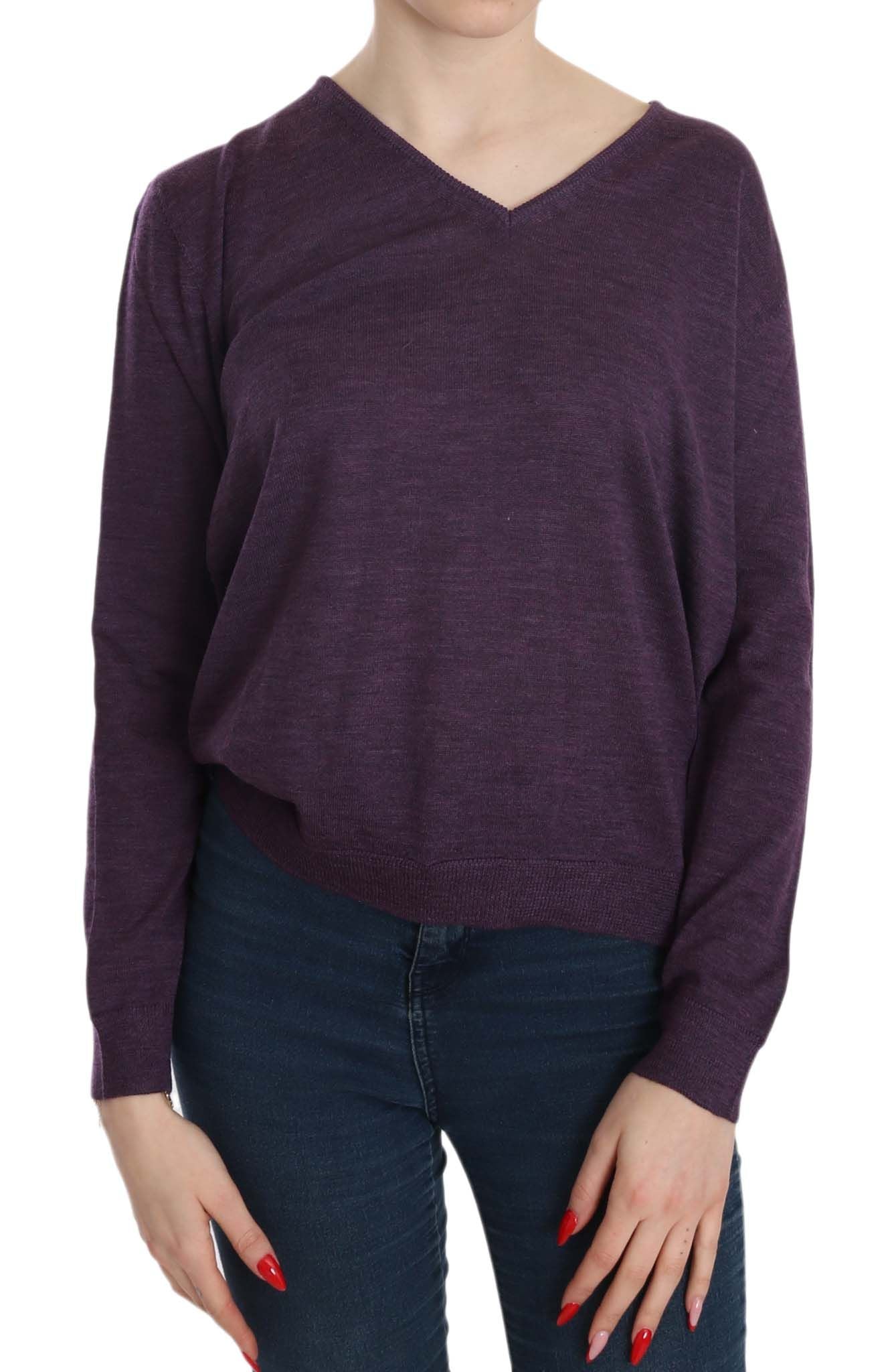 BYBLOS Purple V-neck Long Sleeve Sweater Top