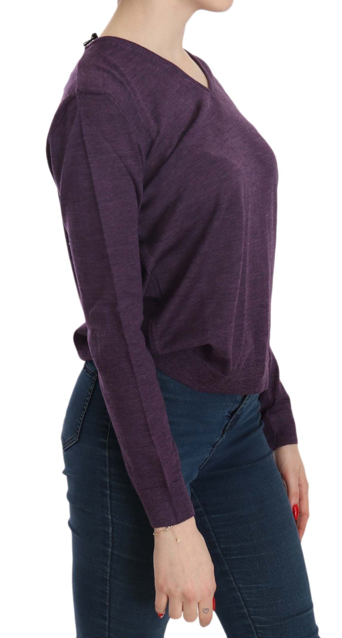 BYBLOS Purple V-neck Long Sleeve Sweater Top