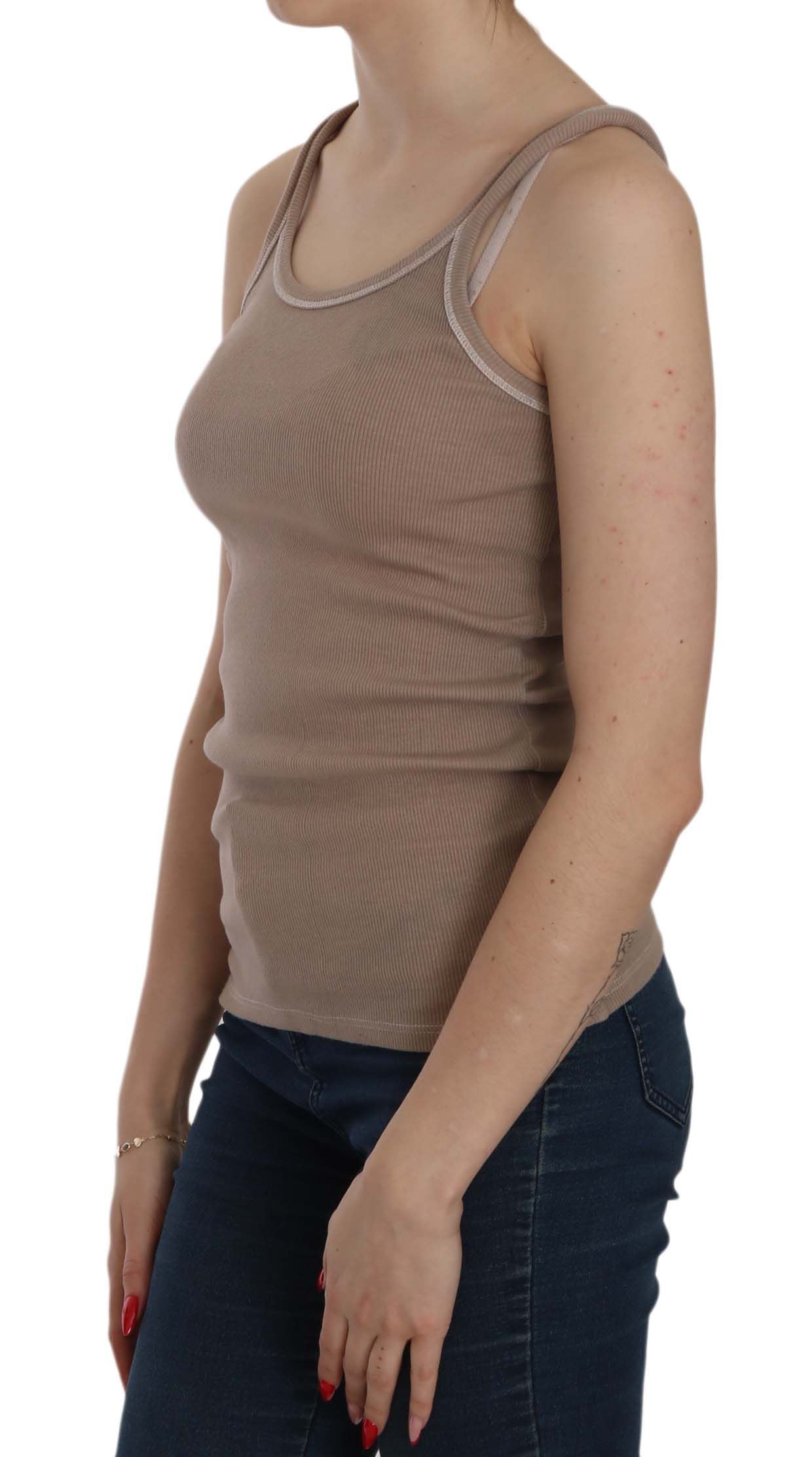 PEMBE HATIRALAR Kahverengi kolsuz ince askılı bluz