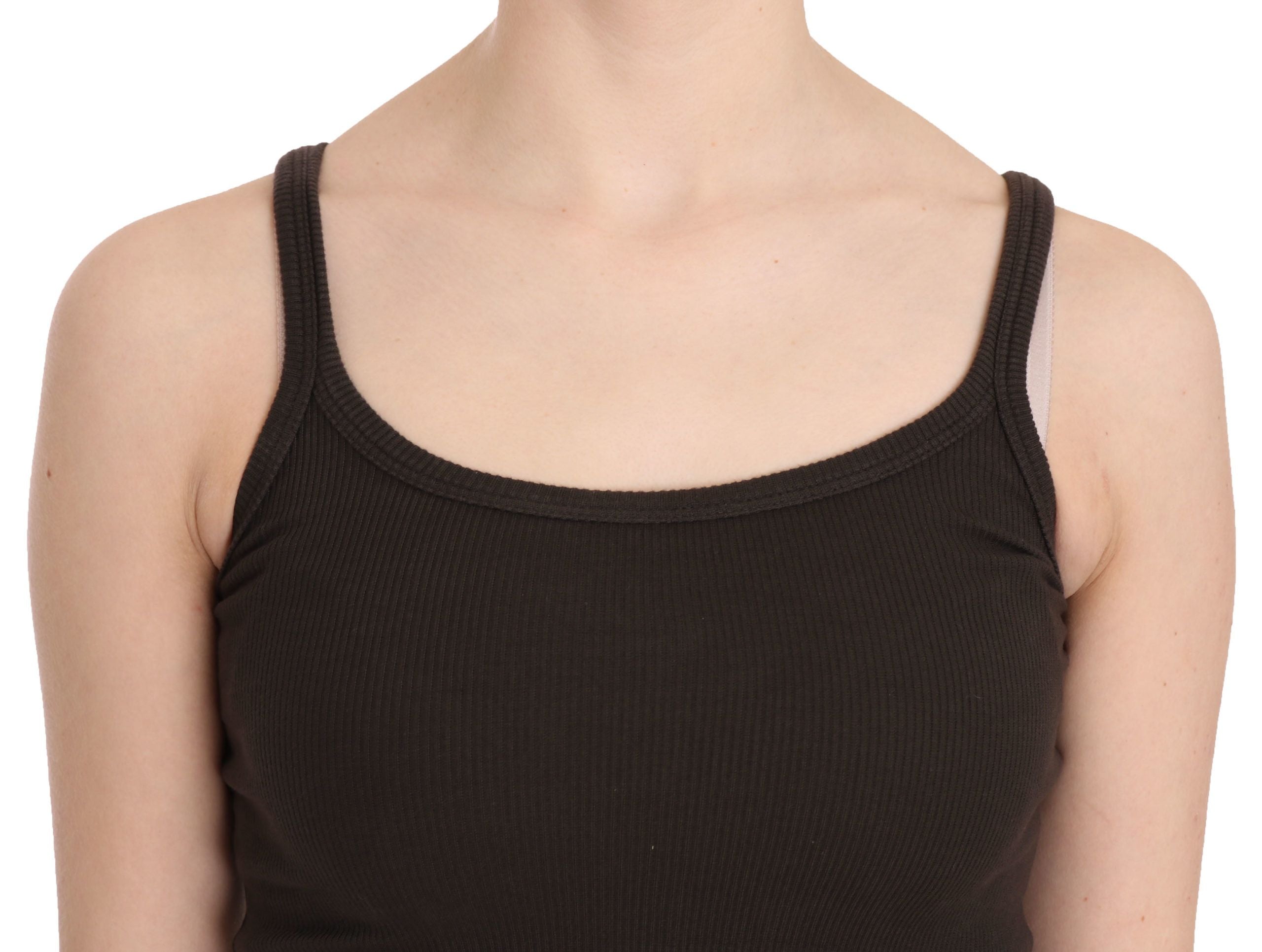 PEMBE ANILAR Koyu kahverengi kolsuz ince askılı bluz