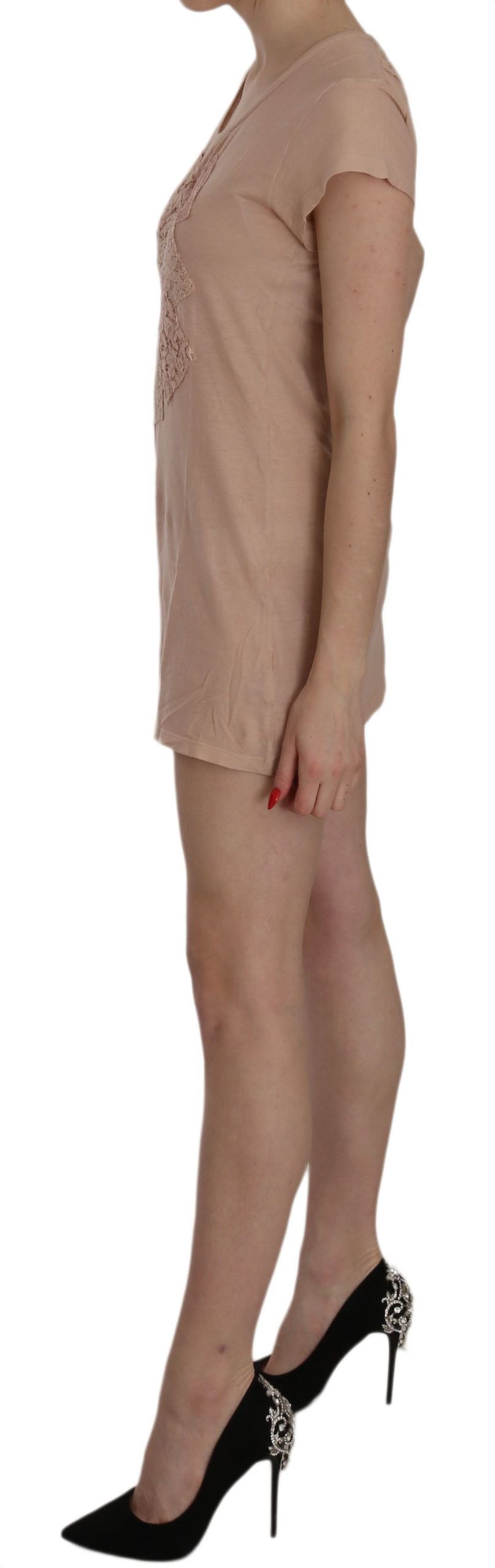 PEMBE HATIRALAR Pembe Dantel Kısa Kollu Mini Elbise