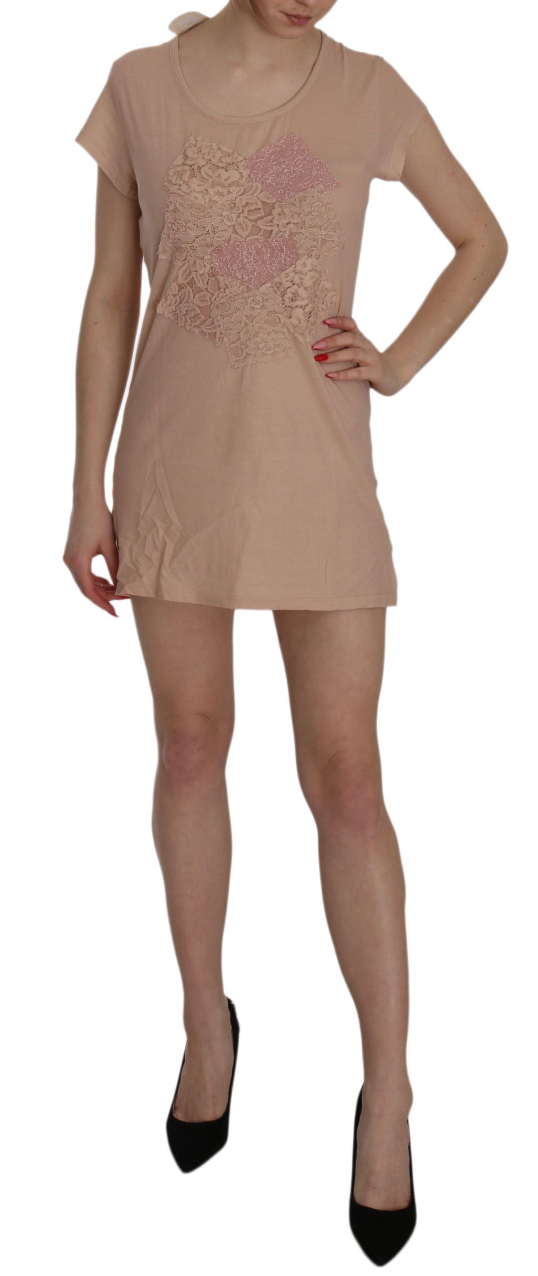 PEMBE HATIRALAR Pembe Dantel Kısa Kollu Mini Elbise