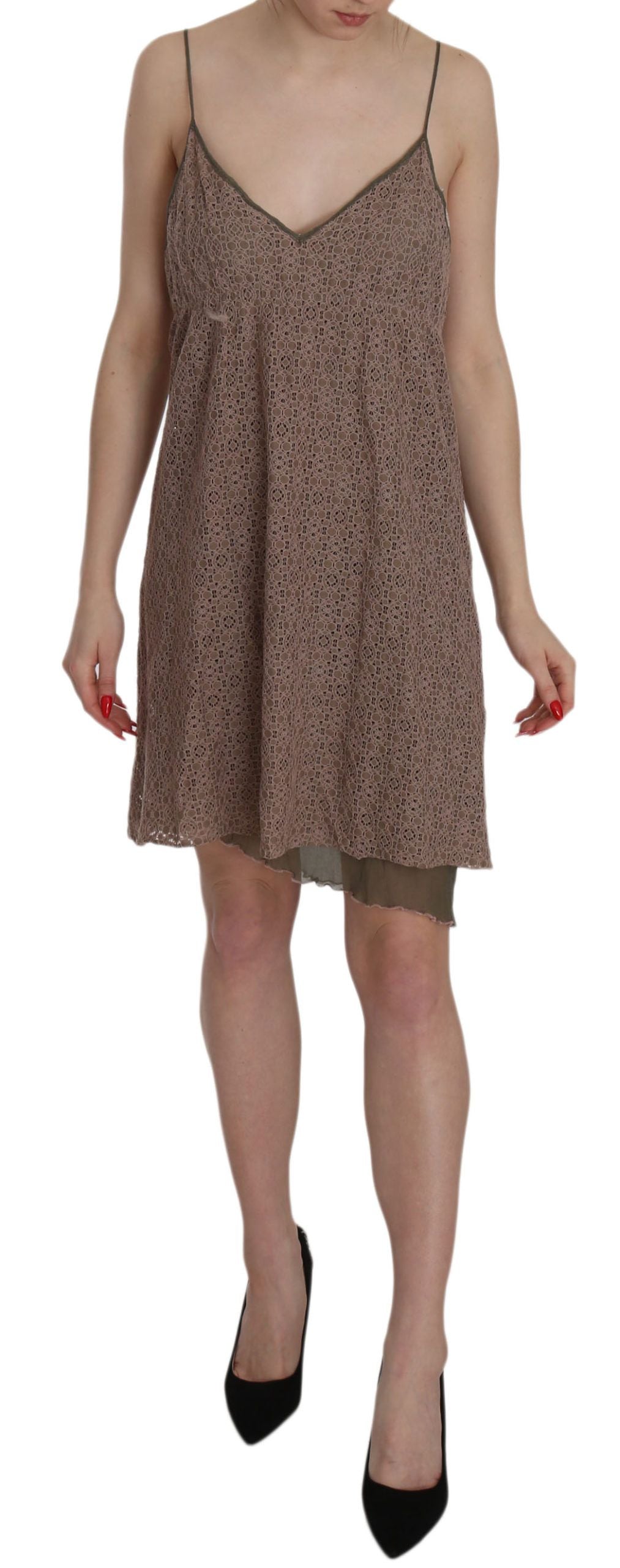 PEMBE ANILAR Yeşil askılı A kesim pamuklu mini elbise