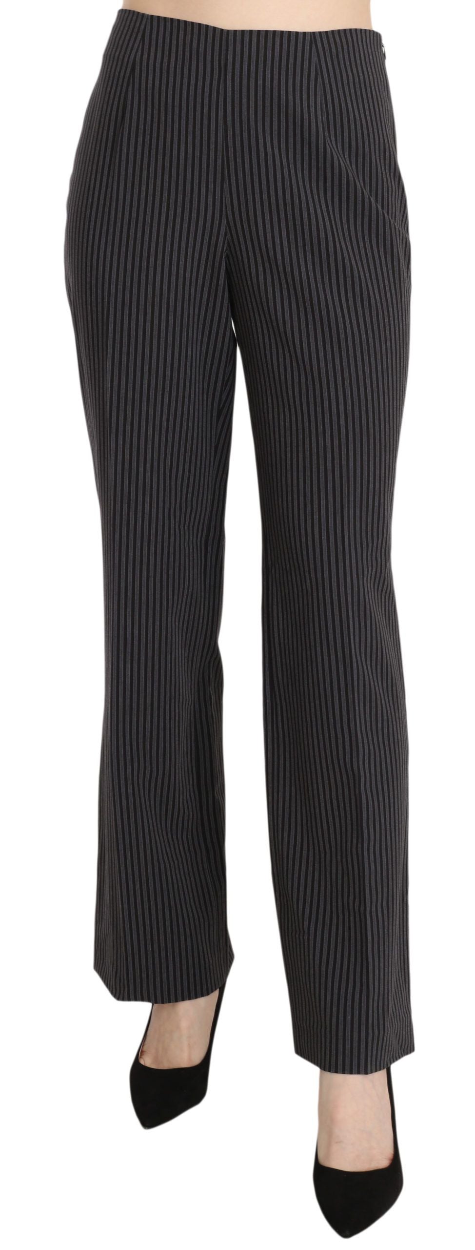 BENCIVENGA Black Striped Cotton Stretch Dress Pants Trousers