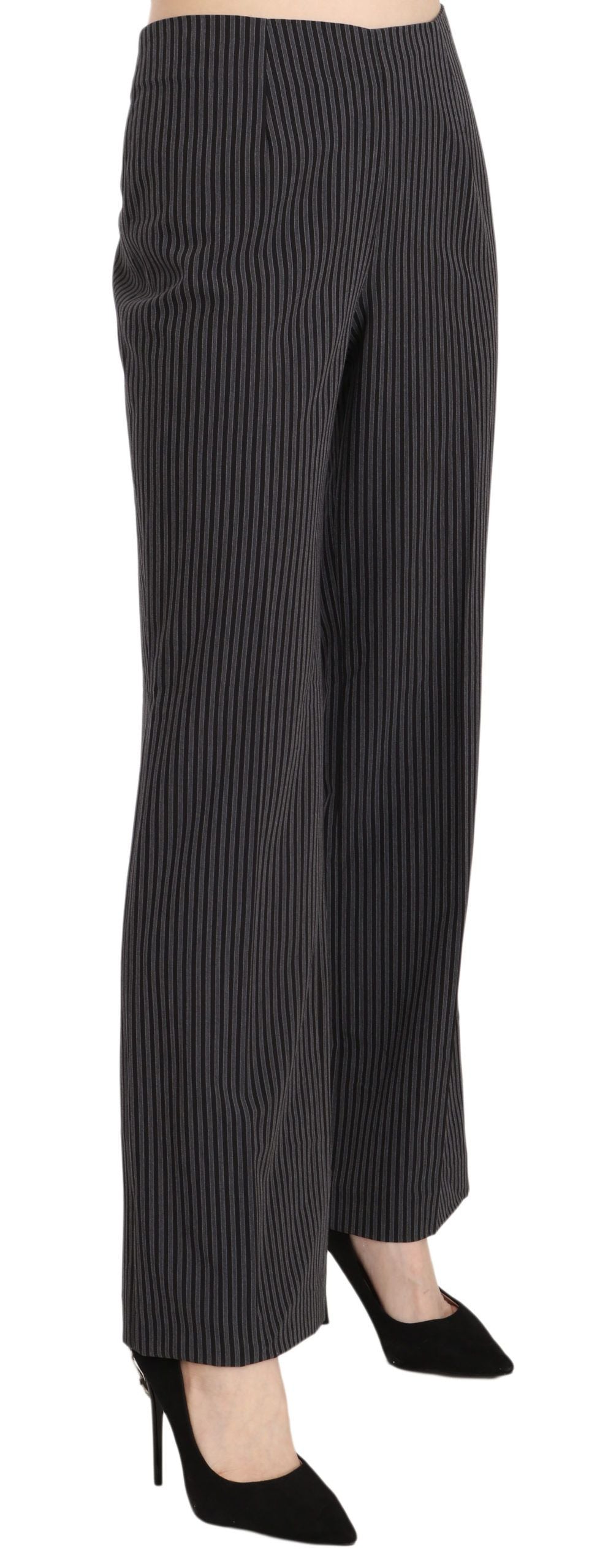 BENCIVENGA Black Striped Cotton Stretch Dress Pants Trousers