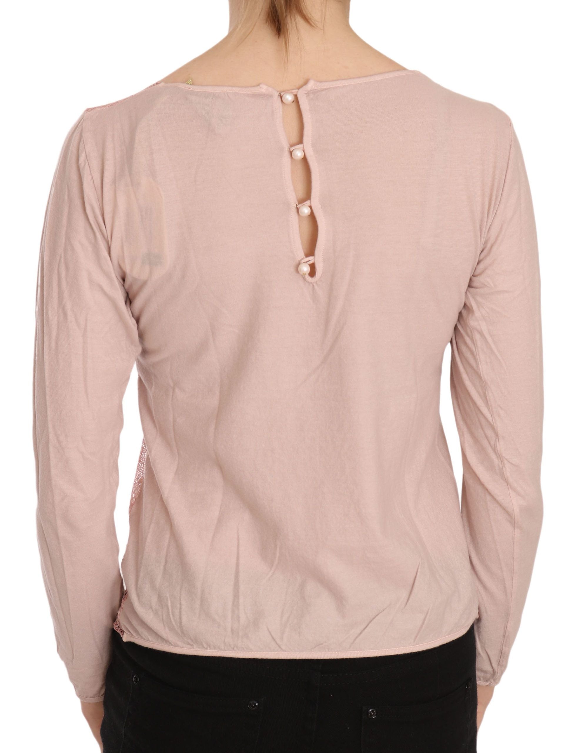 PINK MEMORIES Rosa Spitze See Through Long Sleeve Top Bluse