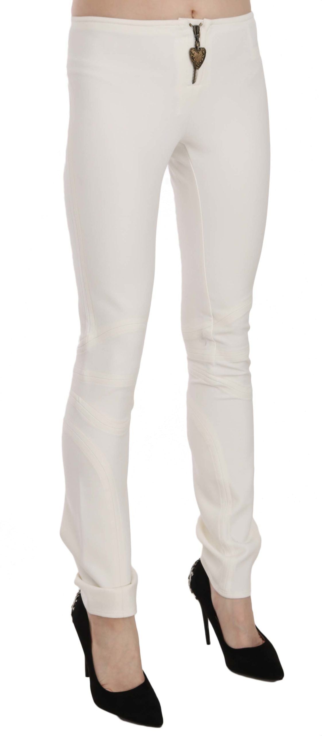 Just Cavalli White Mid Waist Skinny Dress Pants Trousers