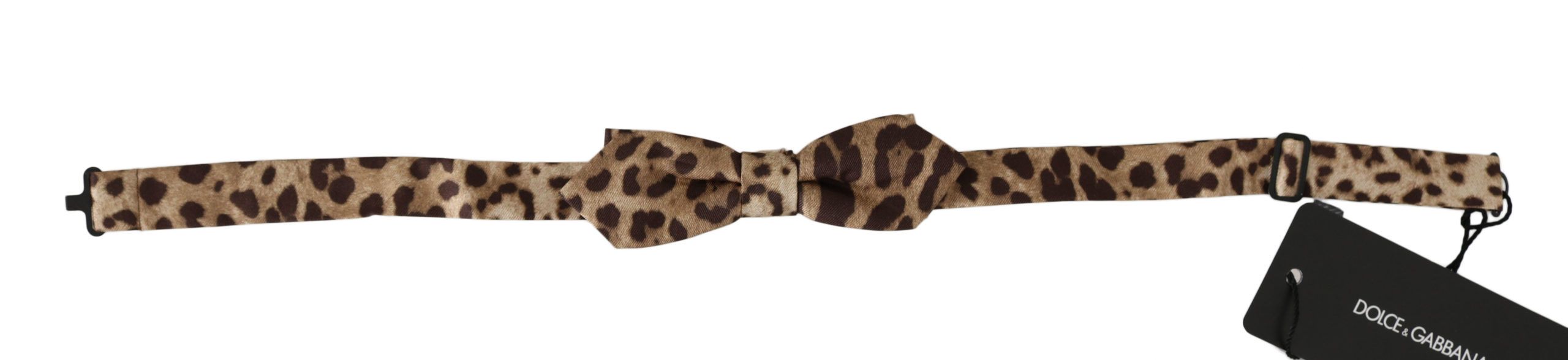 Dolce &amp; Gabbana Brown Leopard Silk Adjustable Neck Papillon Men's Bow Tie