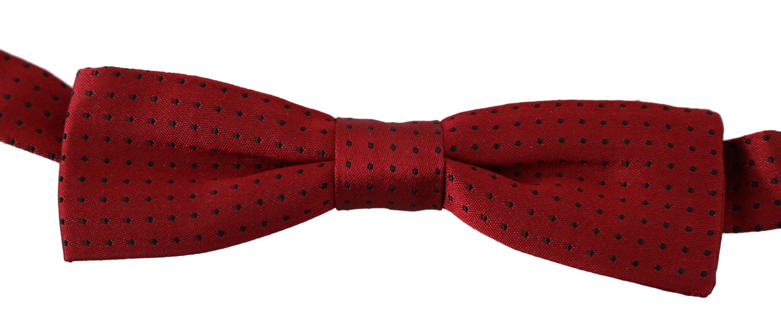 Dolce &amp; Gabbana Red Polka Dot Silk Papillon Bow Tie with Adjustable Neck