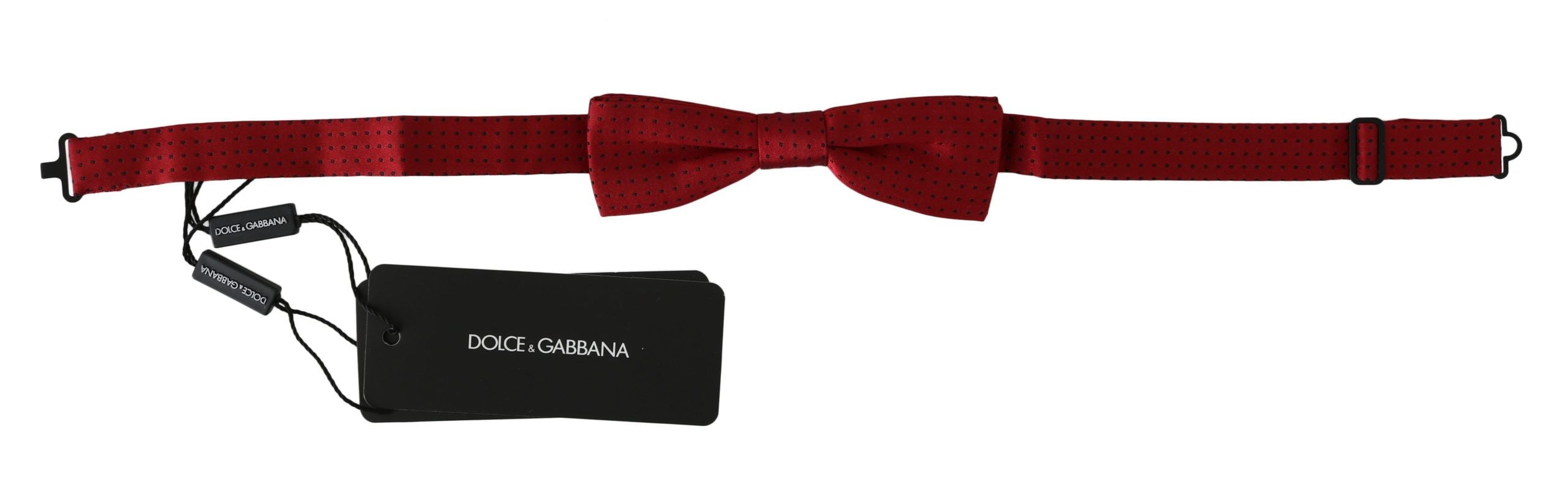 Dolce &amp; Gabbana Red Polka Dot Silk Papillon Bow Tie with Adjustable Neck