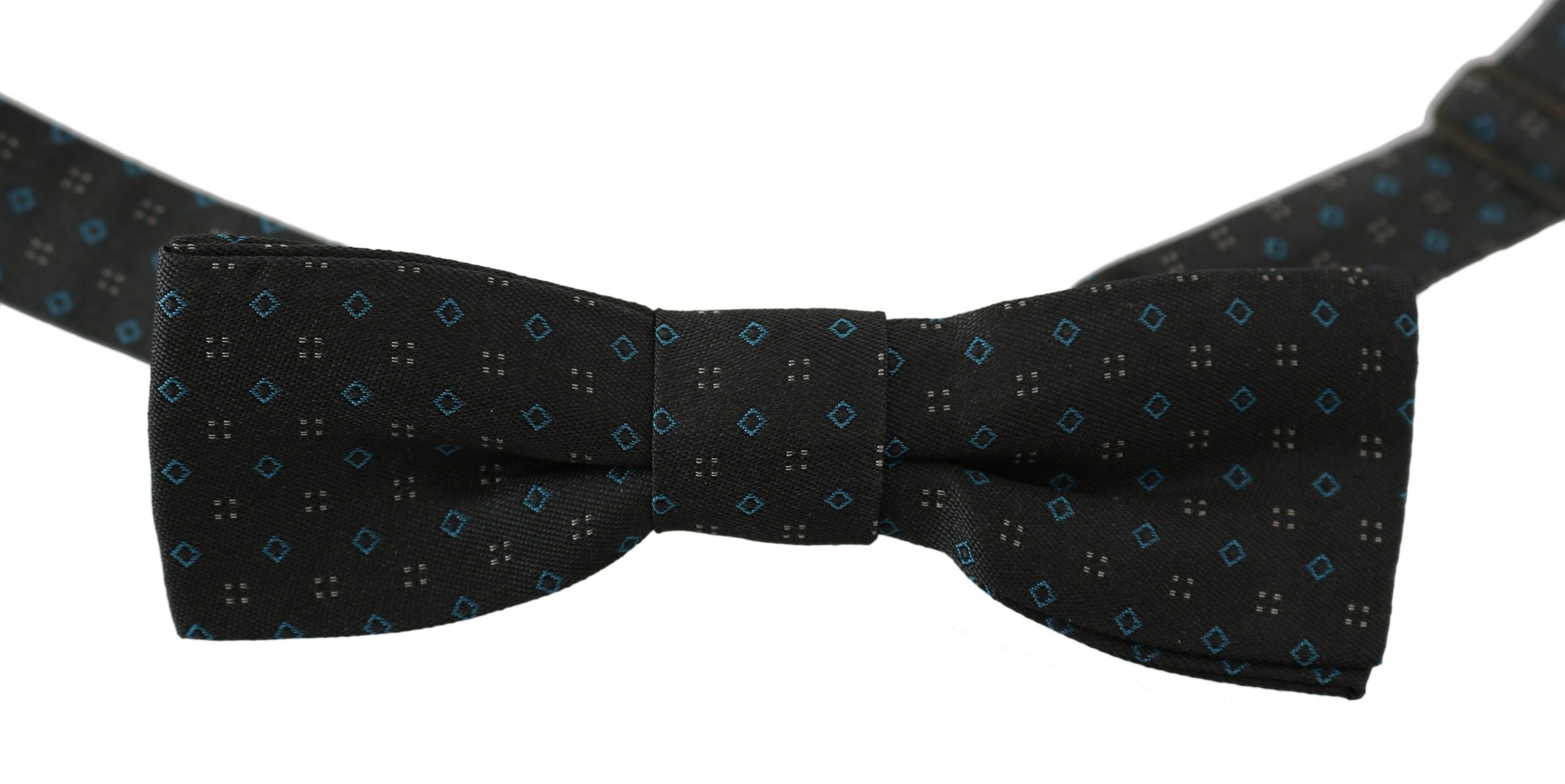 Dolce &amp; Gabbana Men's Grey Pattern Silk Adjustable Neck Papillon Bow Tie