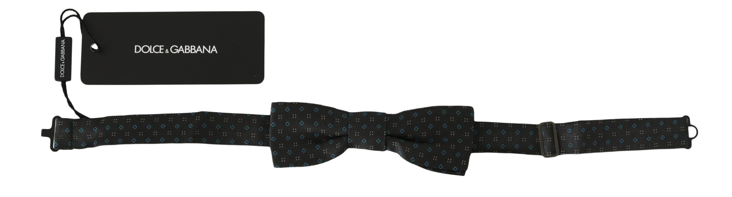Dolce &amp; Gabbana Men's Grey Pattern Silk Adjustable Neck Papillon Bow Tie