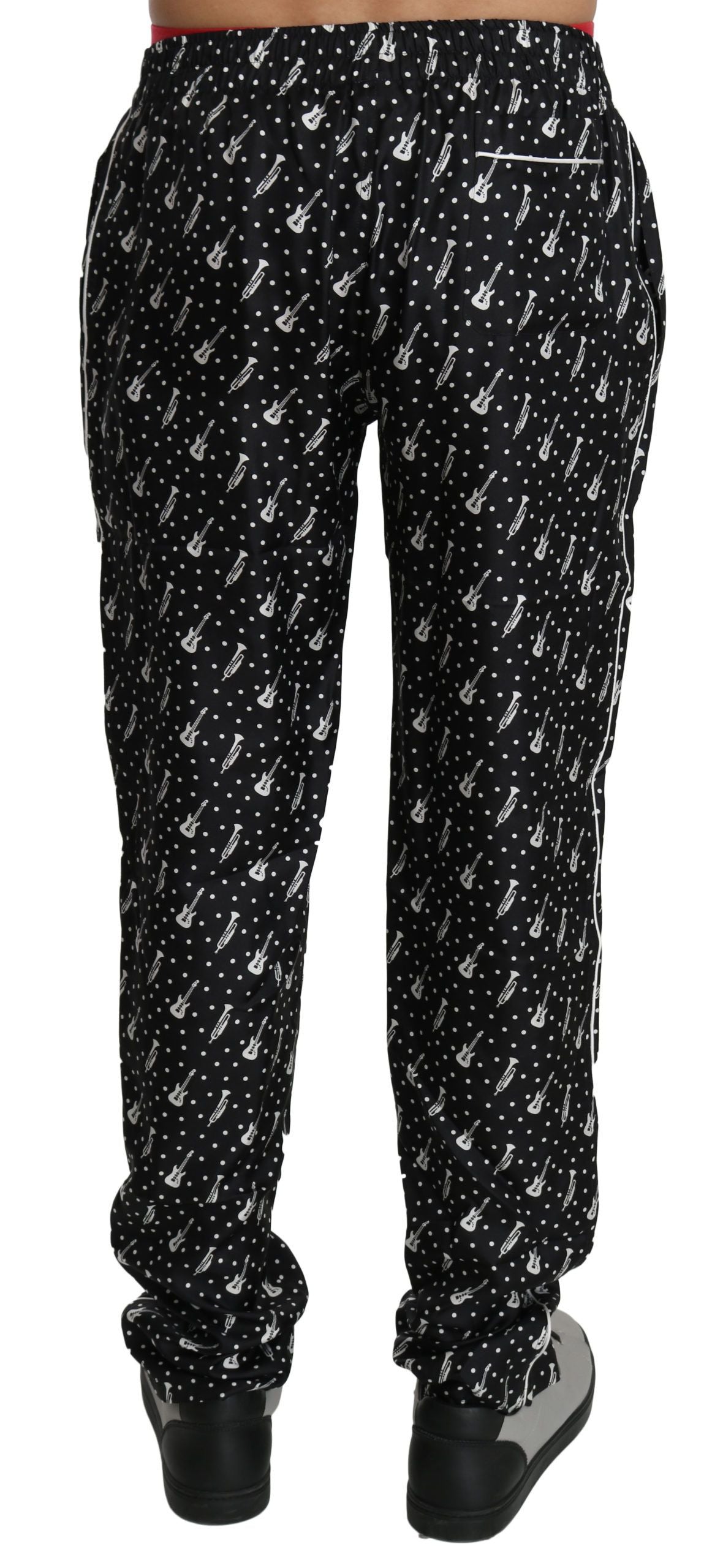 Dolce &amp; Gabbana Black silk musical instrument trousers