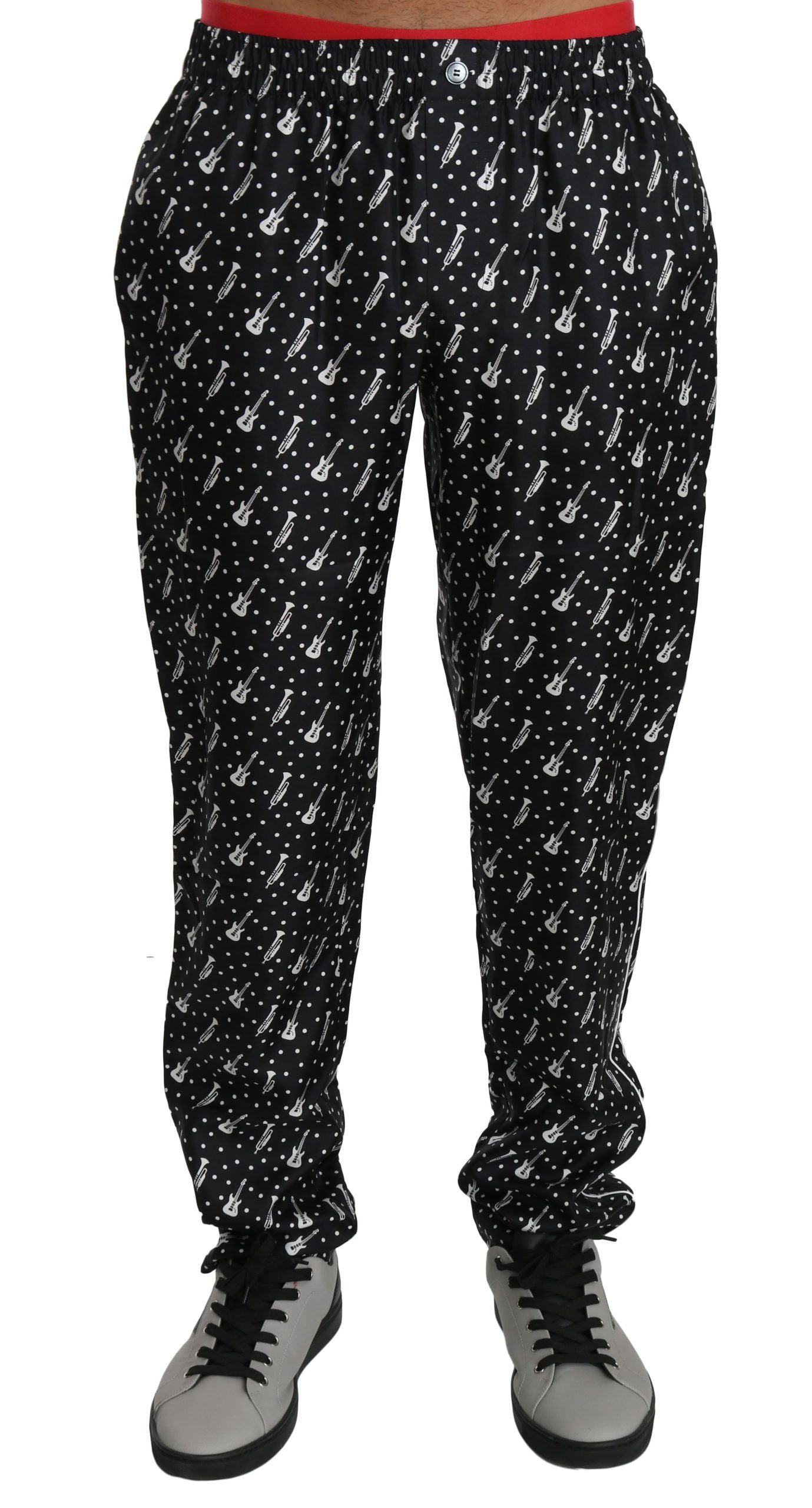 Dolce &amp; Gabbana Black silk musical instrument trousers
