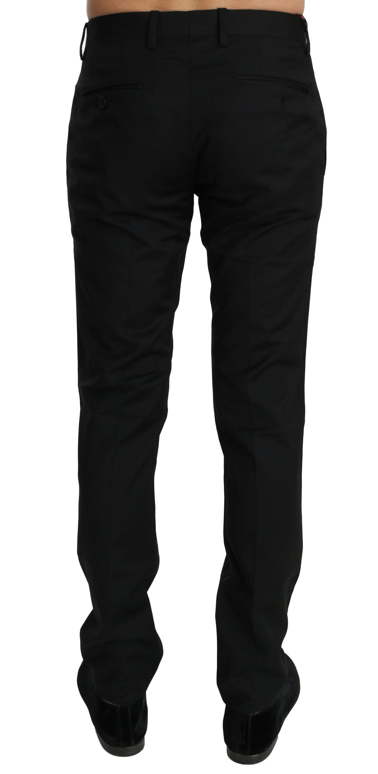 Dolce &amp; Gabbana Black Dress Formal Pants Men's Wool Trousers