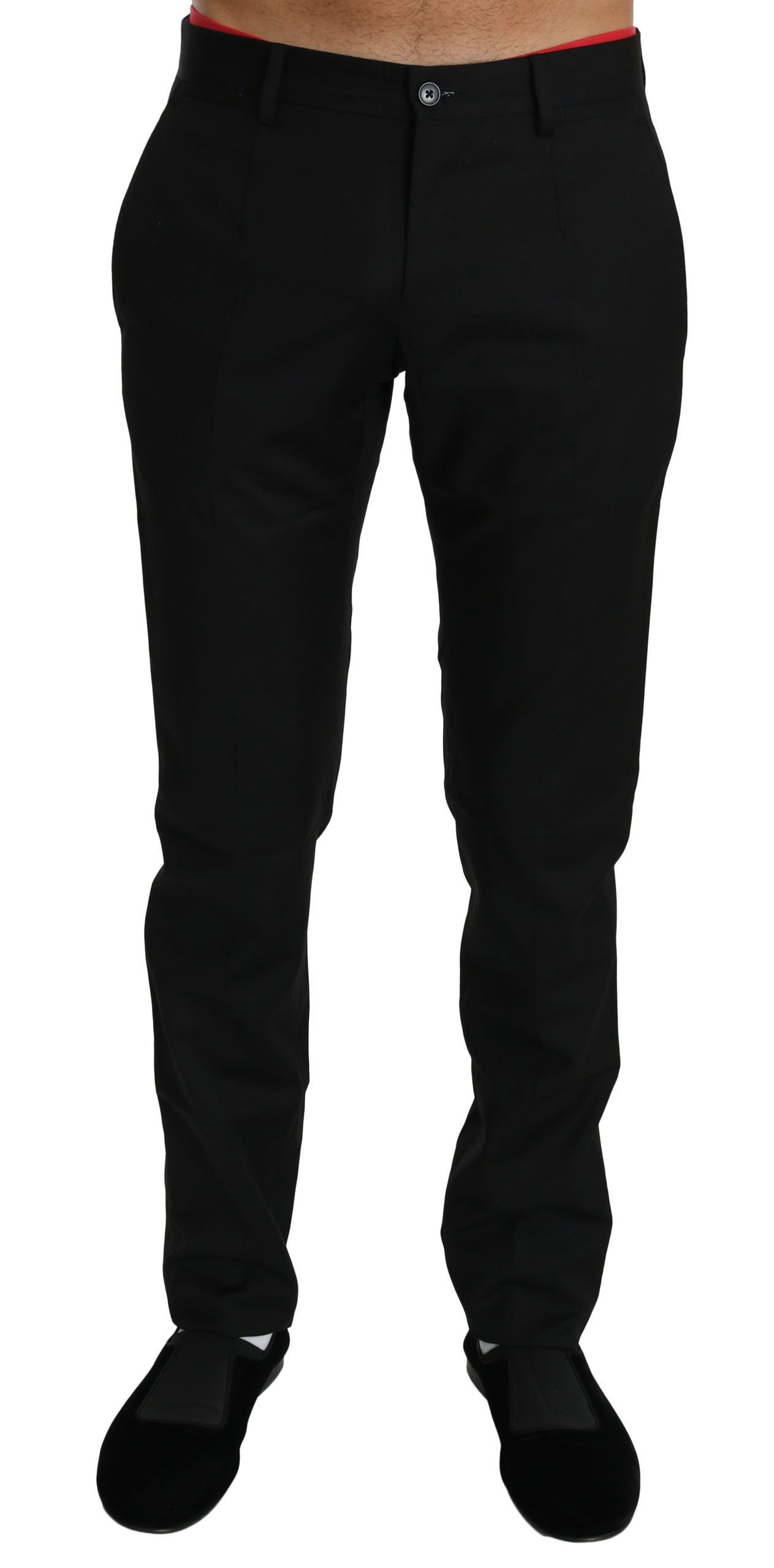 Dolce &amp; Gabbana Black Dress Formal Pants Men's Wool Trousers