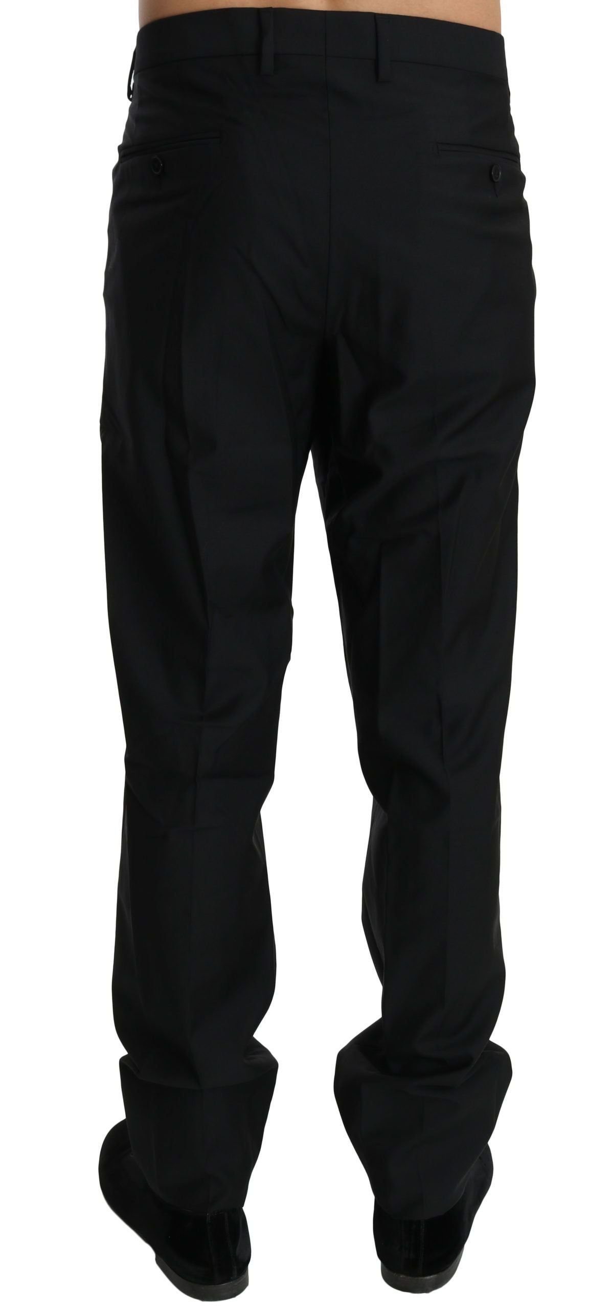 Dolce &amp; Gabbana Black Dress Formal Pants Men Wool Trousers