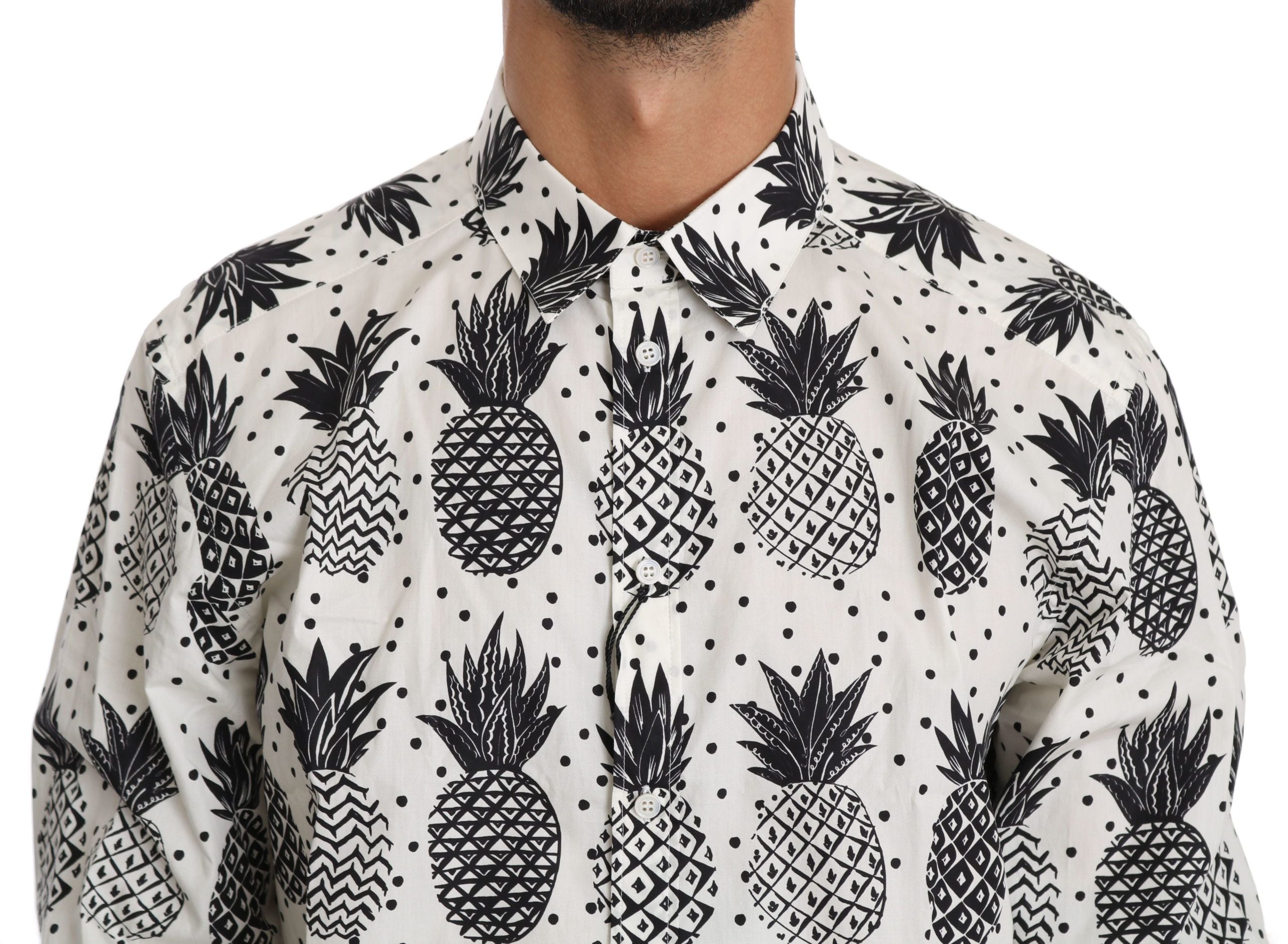 Dolce & Gabbana Weißes Ananas-Baumwoll-Top-Shirt