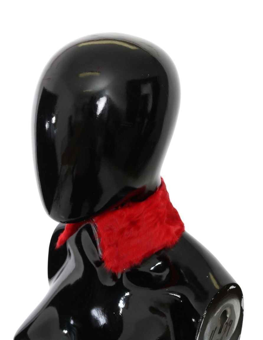 Dolce & Gabbana Roter Pelzkragen Wickel-Lammfellschal