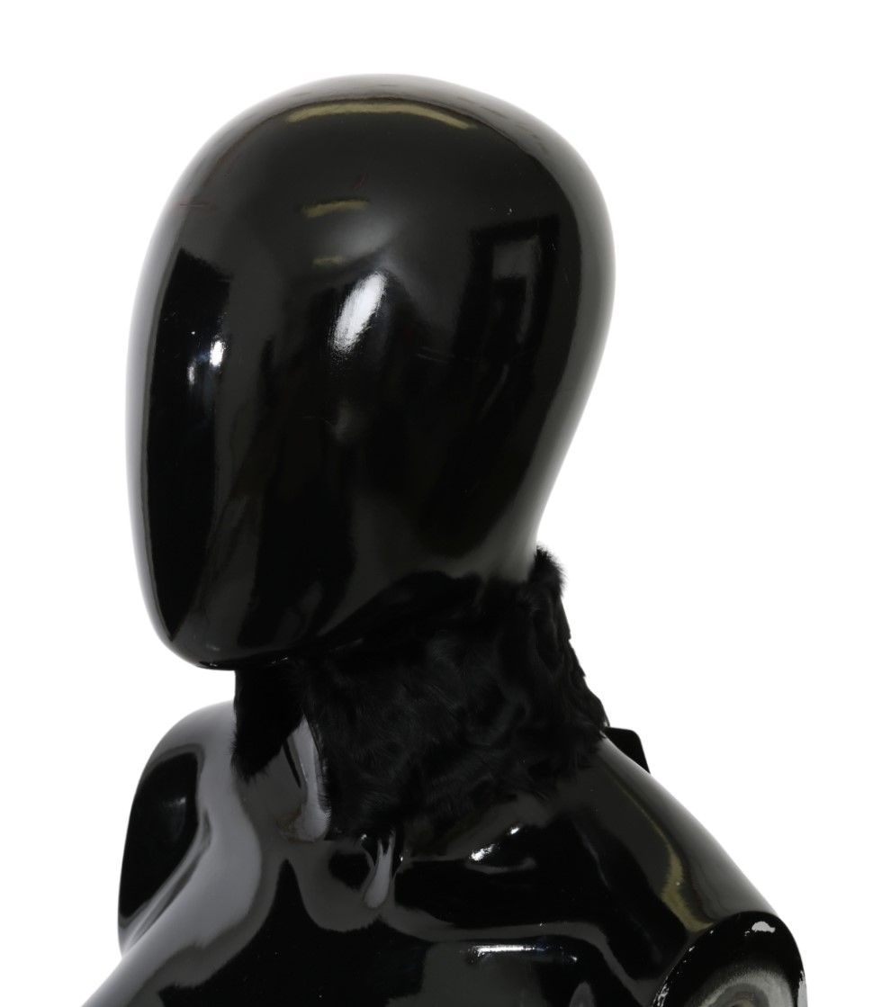 Dolce & Gabbana Schwarzer Pelzkragen Wickel-Lammfellschal