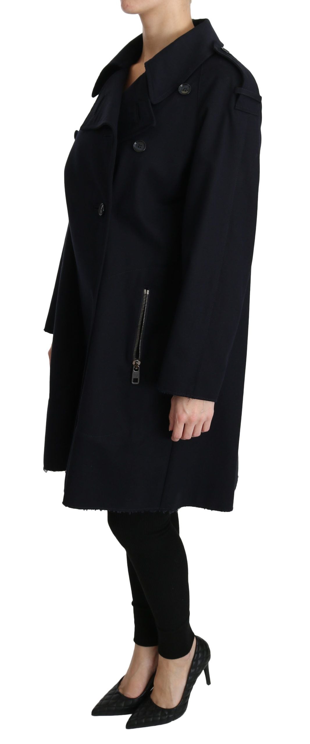 Dolce &amp; Gabbana Coat Blue Cotton Women Trench Coat