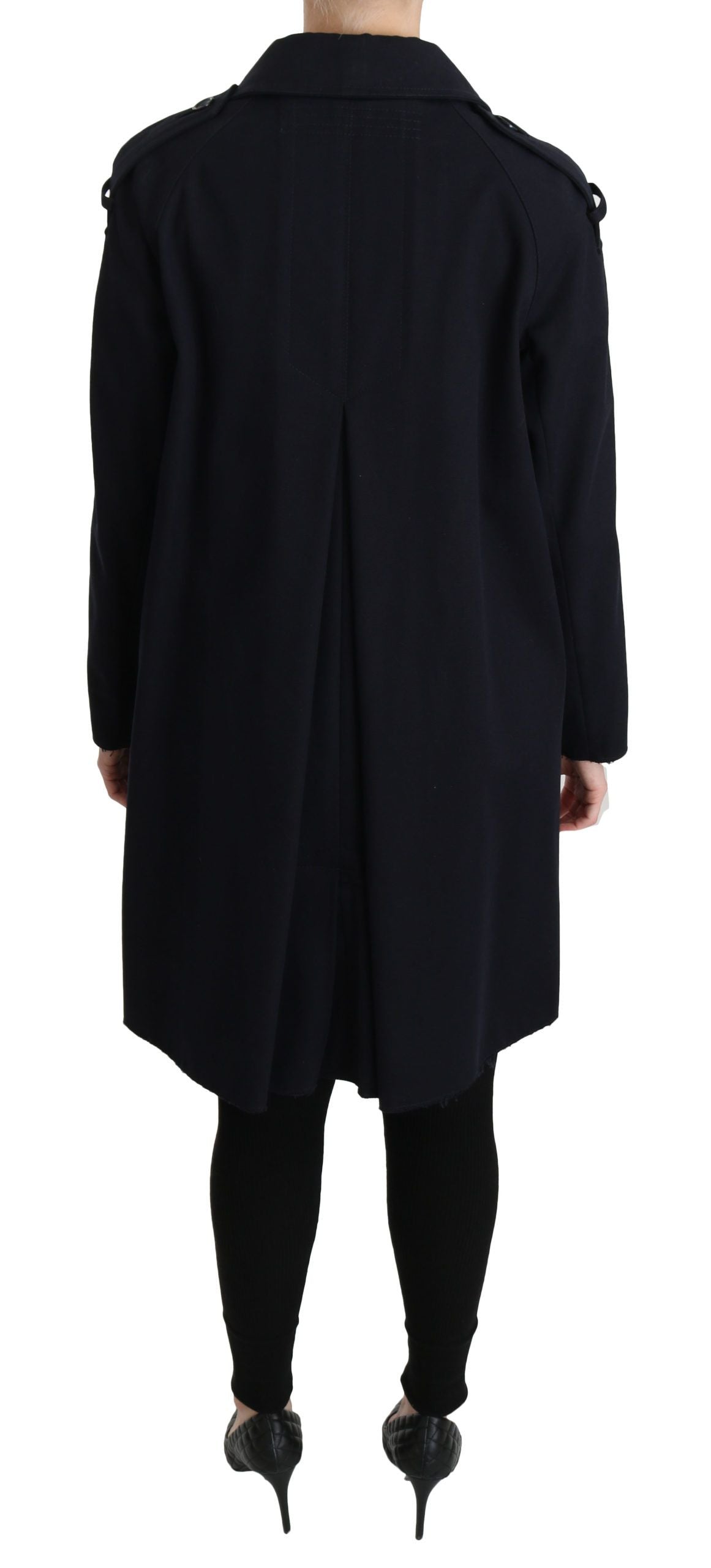 Dolce &amp; Gabbana Coat Blue Cotton Women Trench Coat