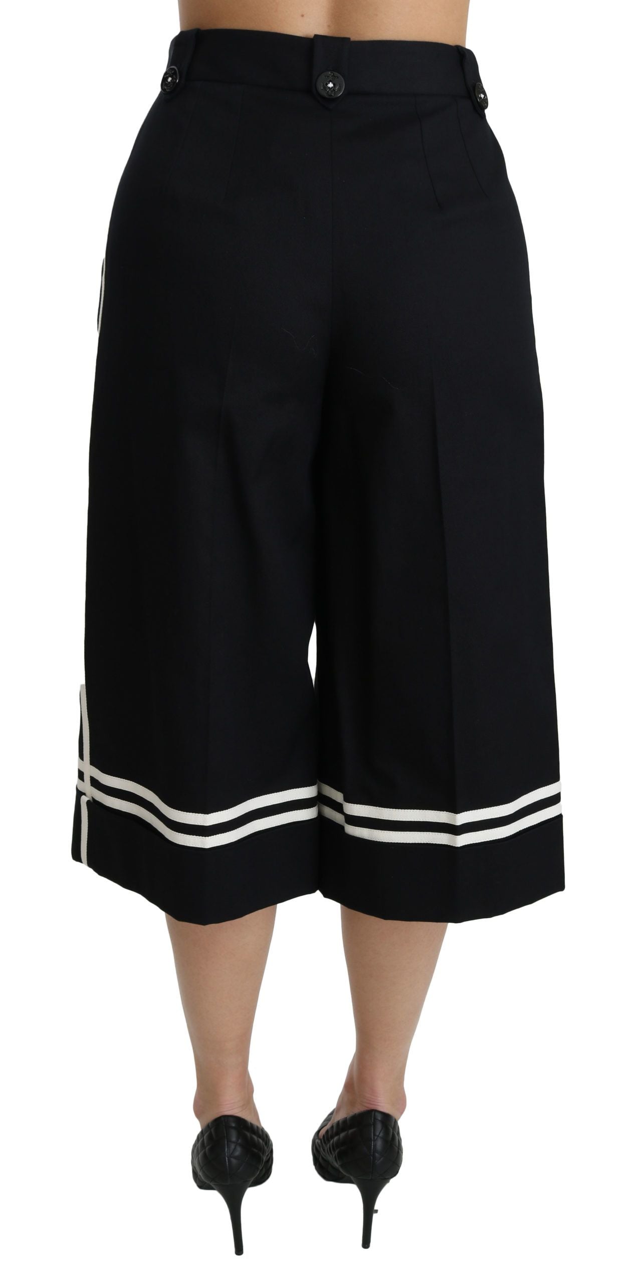 Dolce & Gabbana Schwarze Palazzo-Hose mit Zitronenverzierung und Cropped Pants