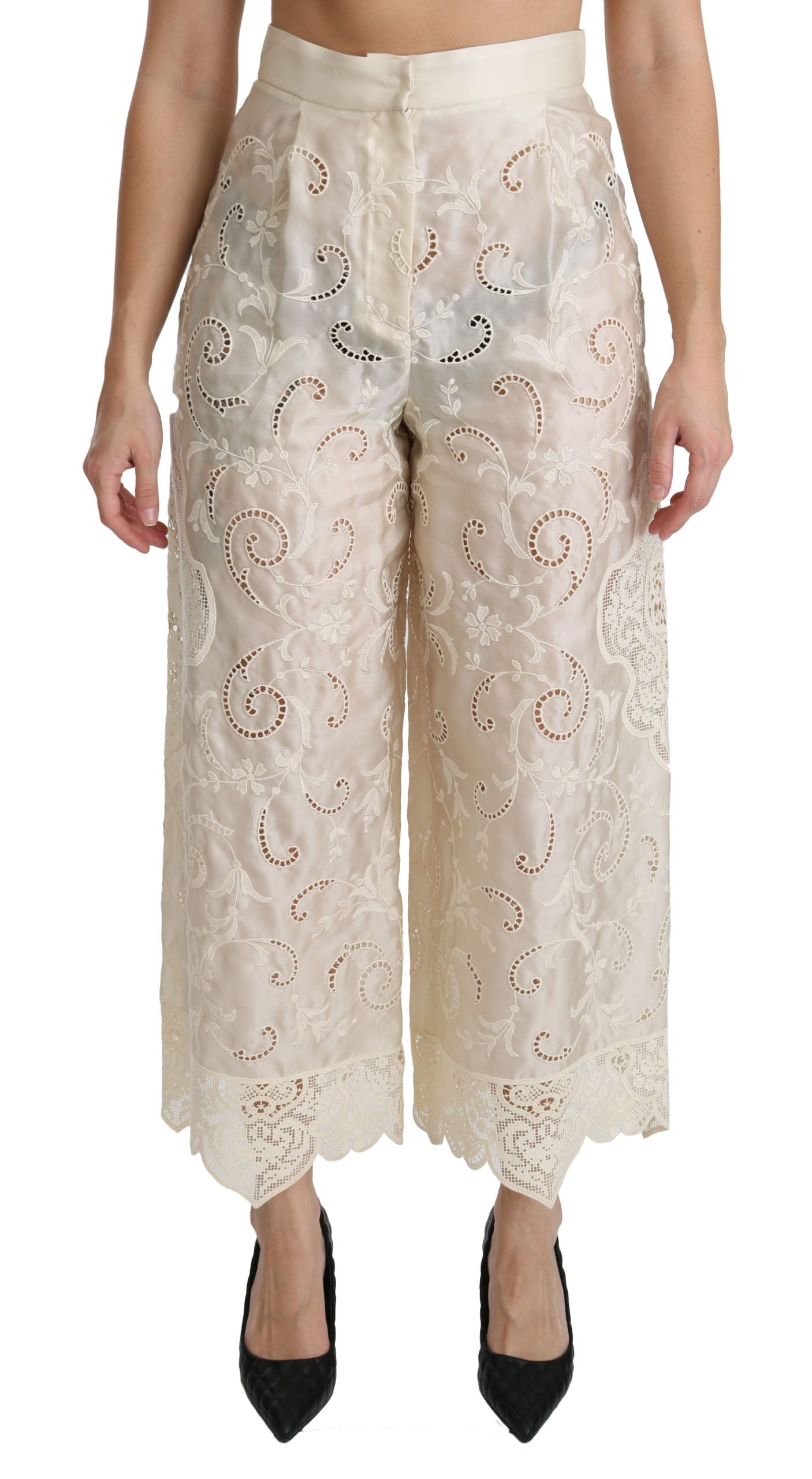 Dolce &amp; Gabbana cropped high-waisted palazzo pants in cream