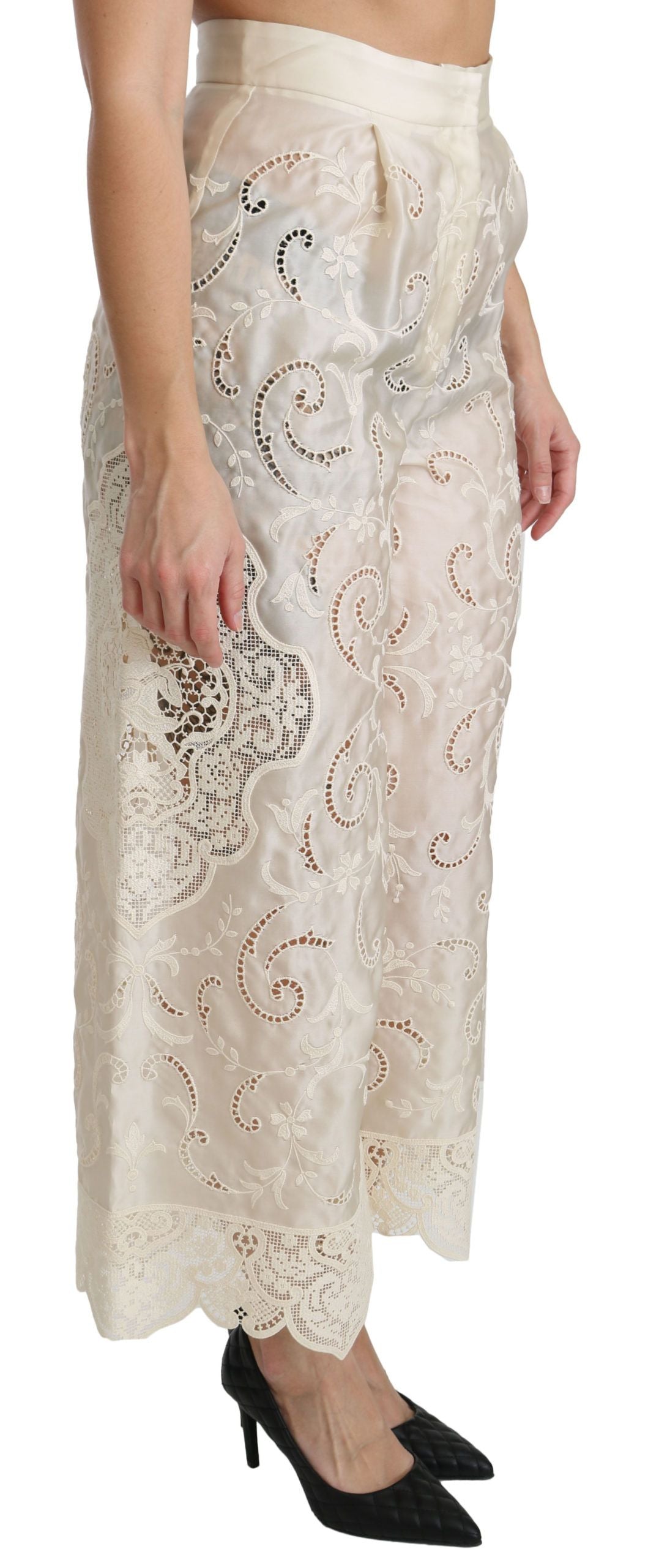 Dolce &amp; Gabbana cropped high-waisted palazzo pants in cream