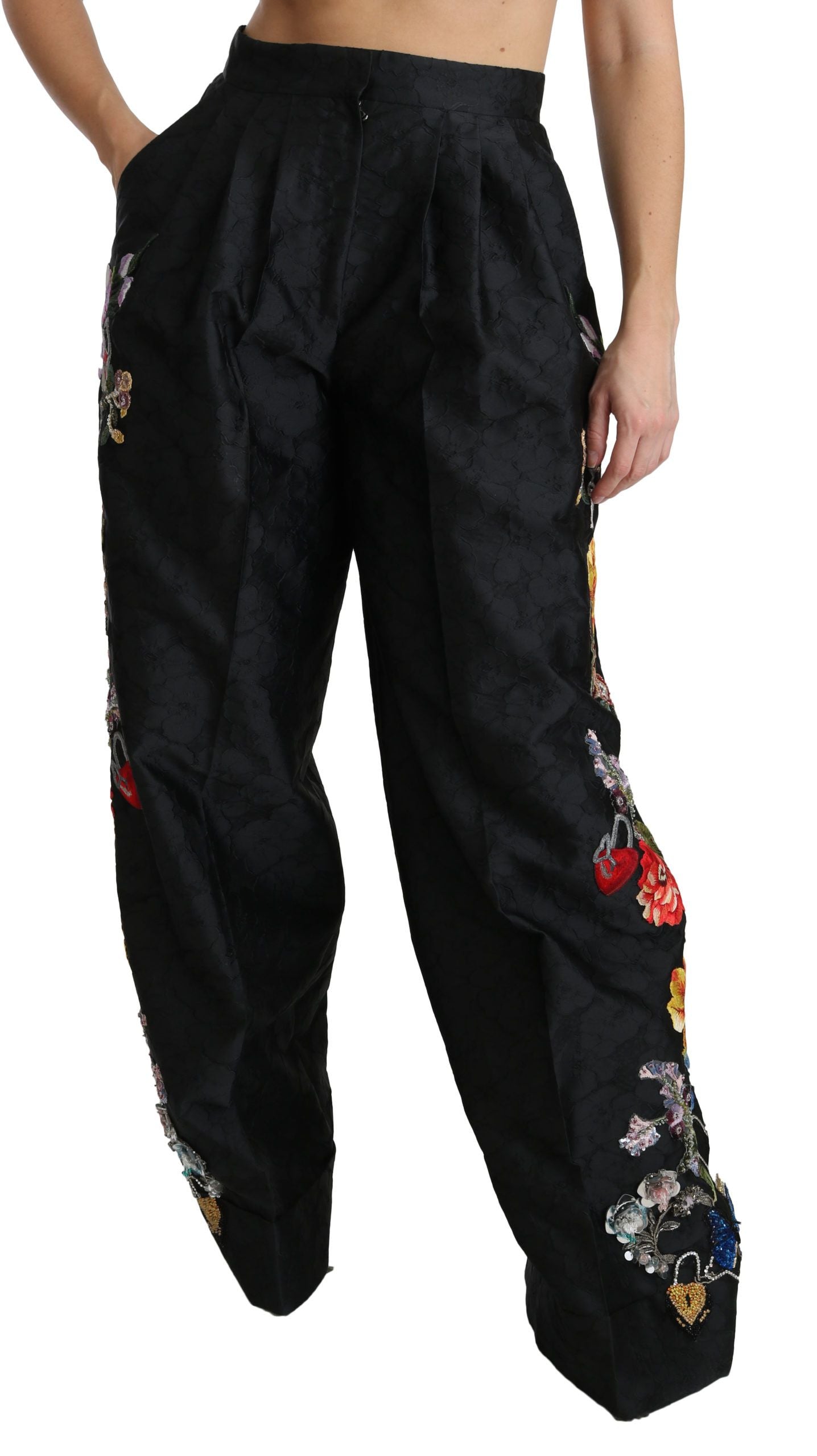 Dolce &amp; Gabbana Elegant high waist wide leg trousers with floral print