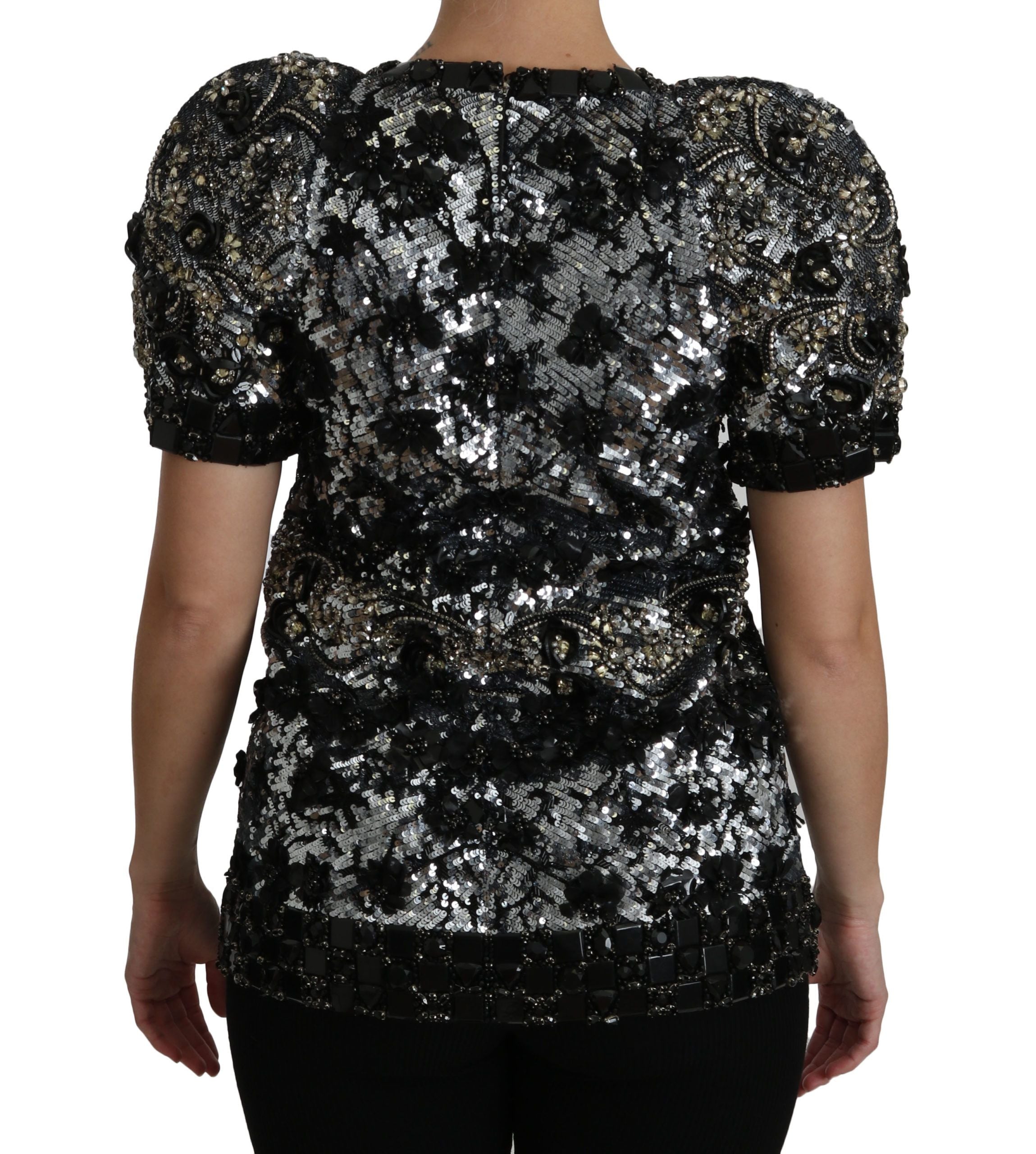 Dolce &amp; Gabbana sequined crystal embellished crew neck top