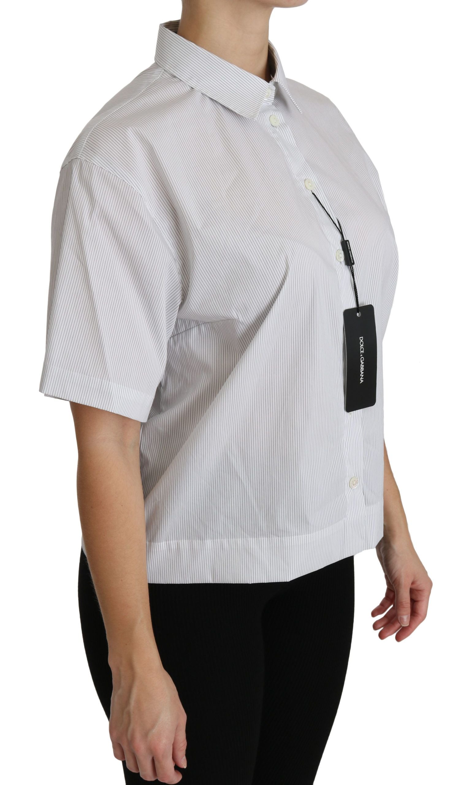 Dolce &amp; Gabbana white short-sleeved polo shirt with collar