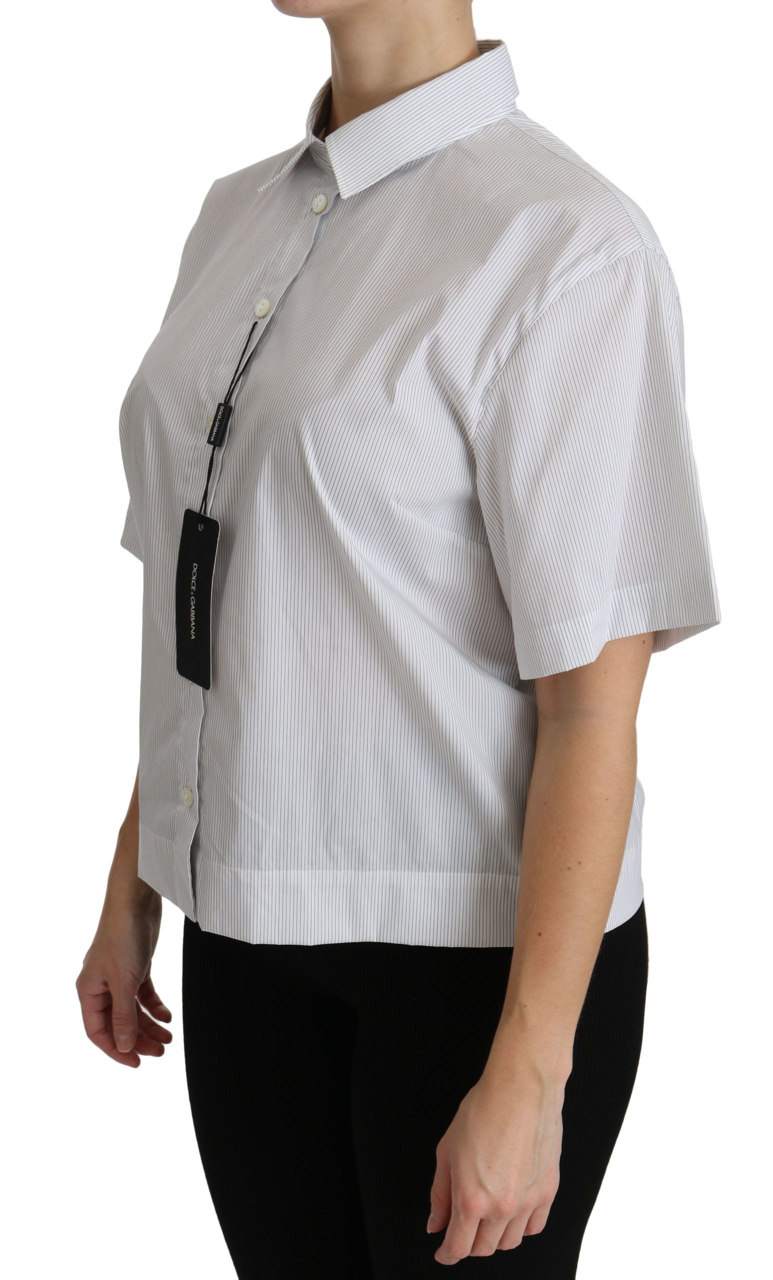 Dolce &amp; Gabbana white short-sleeved polo shirt with collar