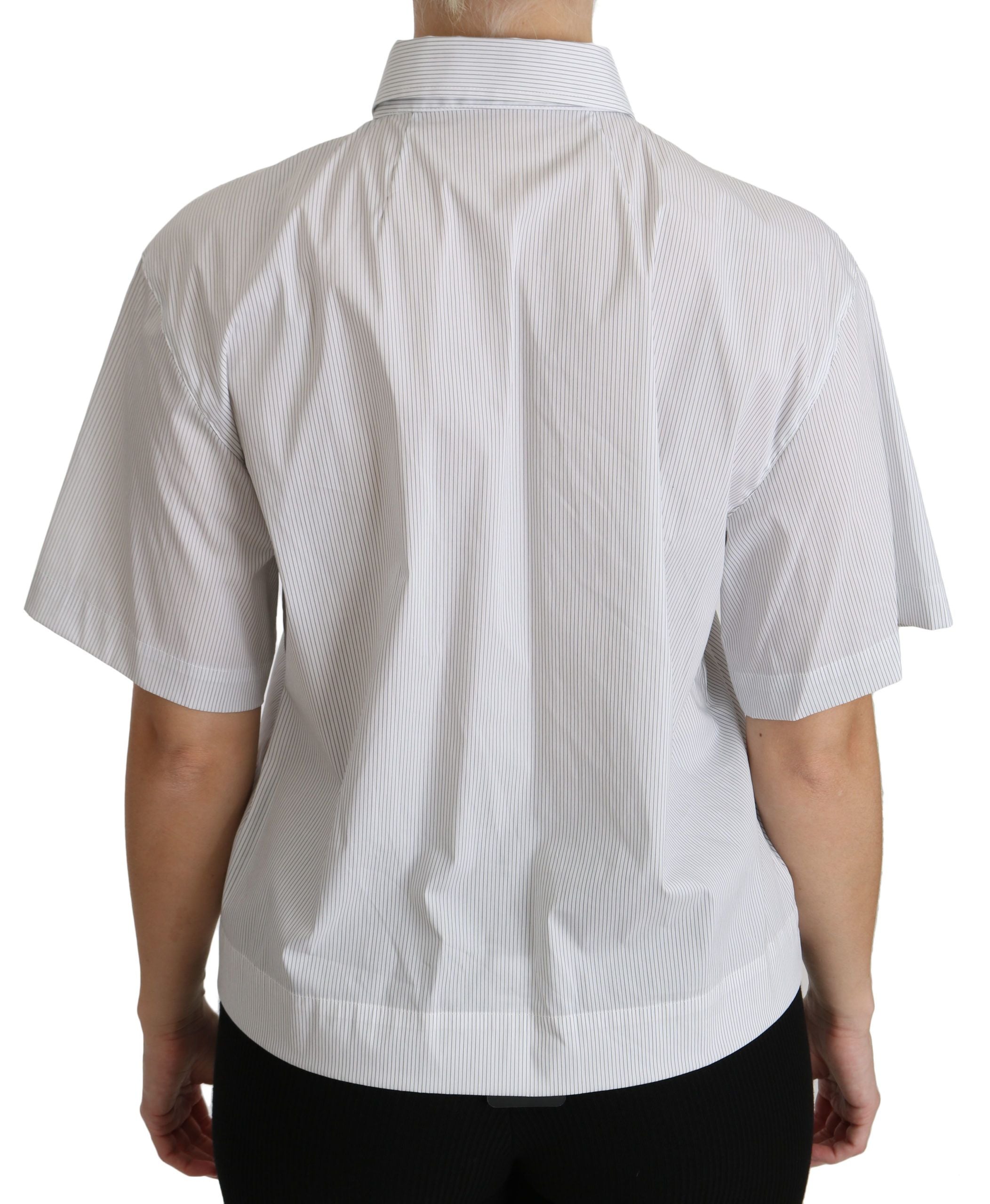Dolce &amp; Gabbana white short-sleeved polo shirt with collar