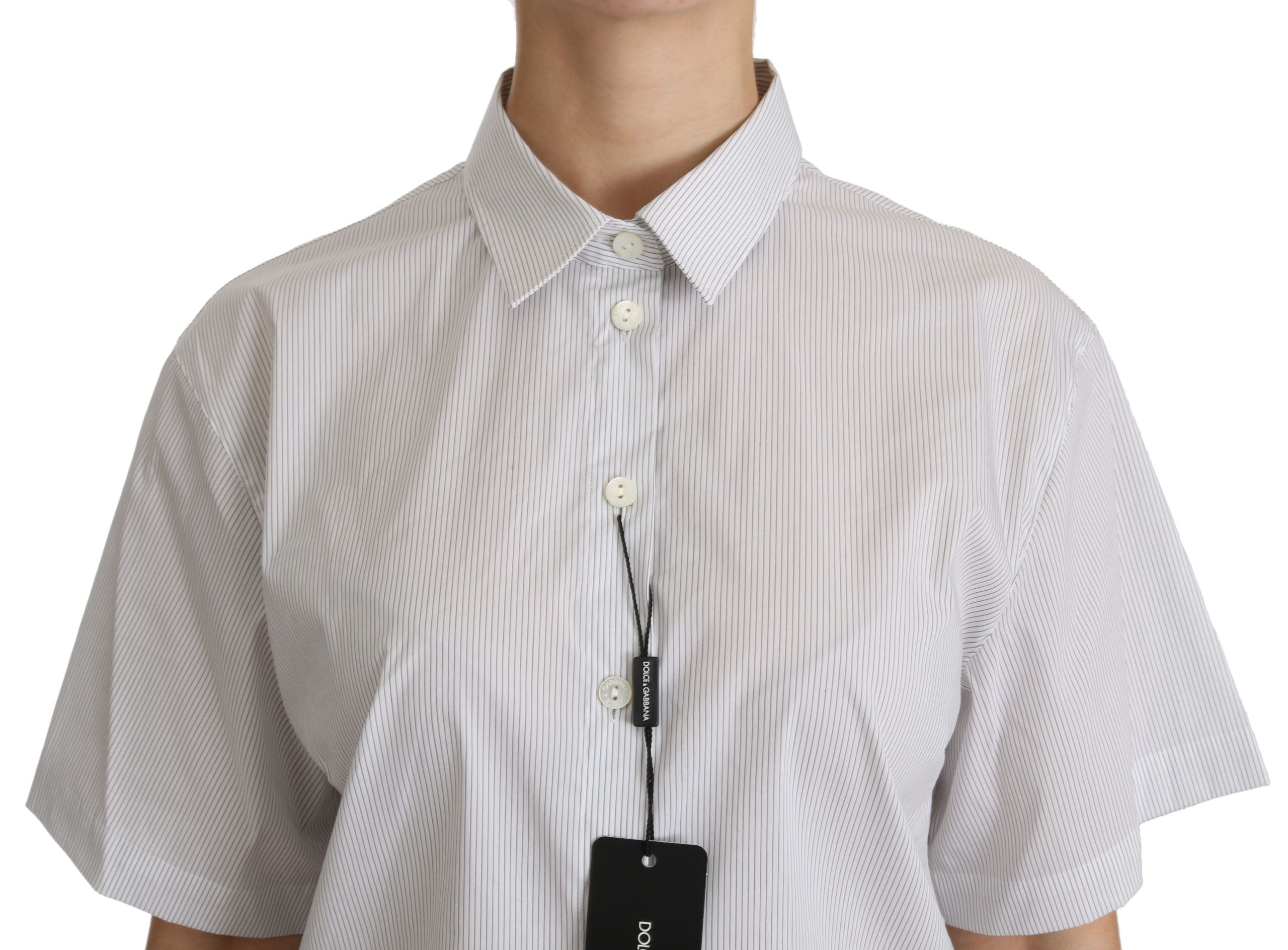 Dolce &amp; Gabbana white short-sleeved polo shirt with collar